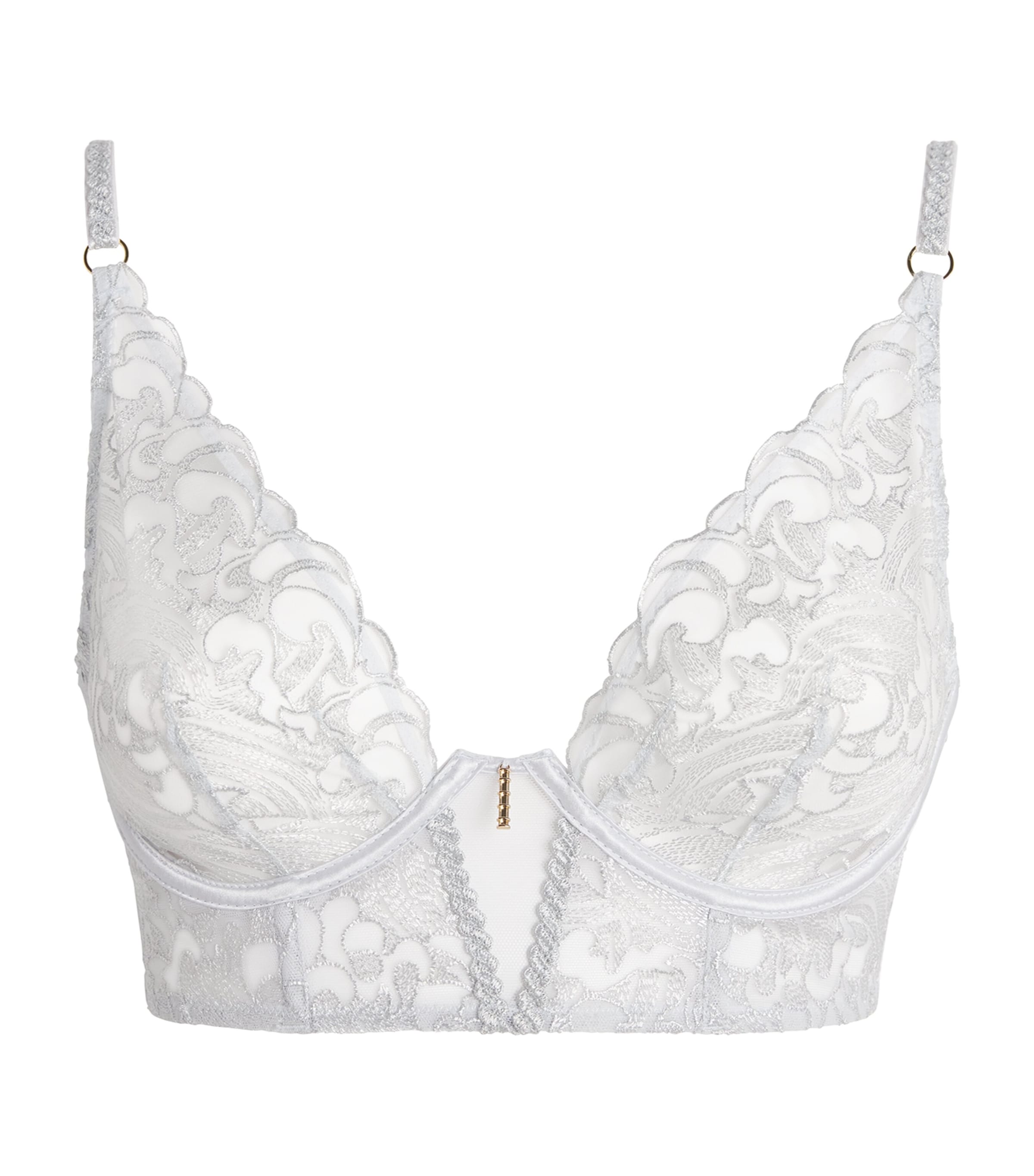 Aubade Satin Lace-trim Bustier Bra In Neutral