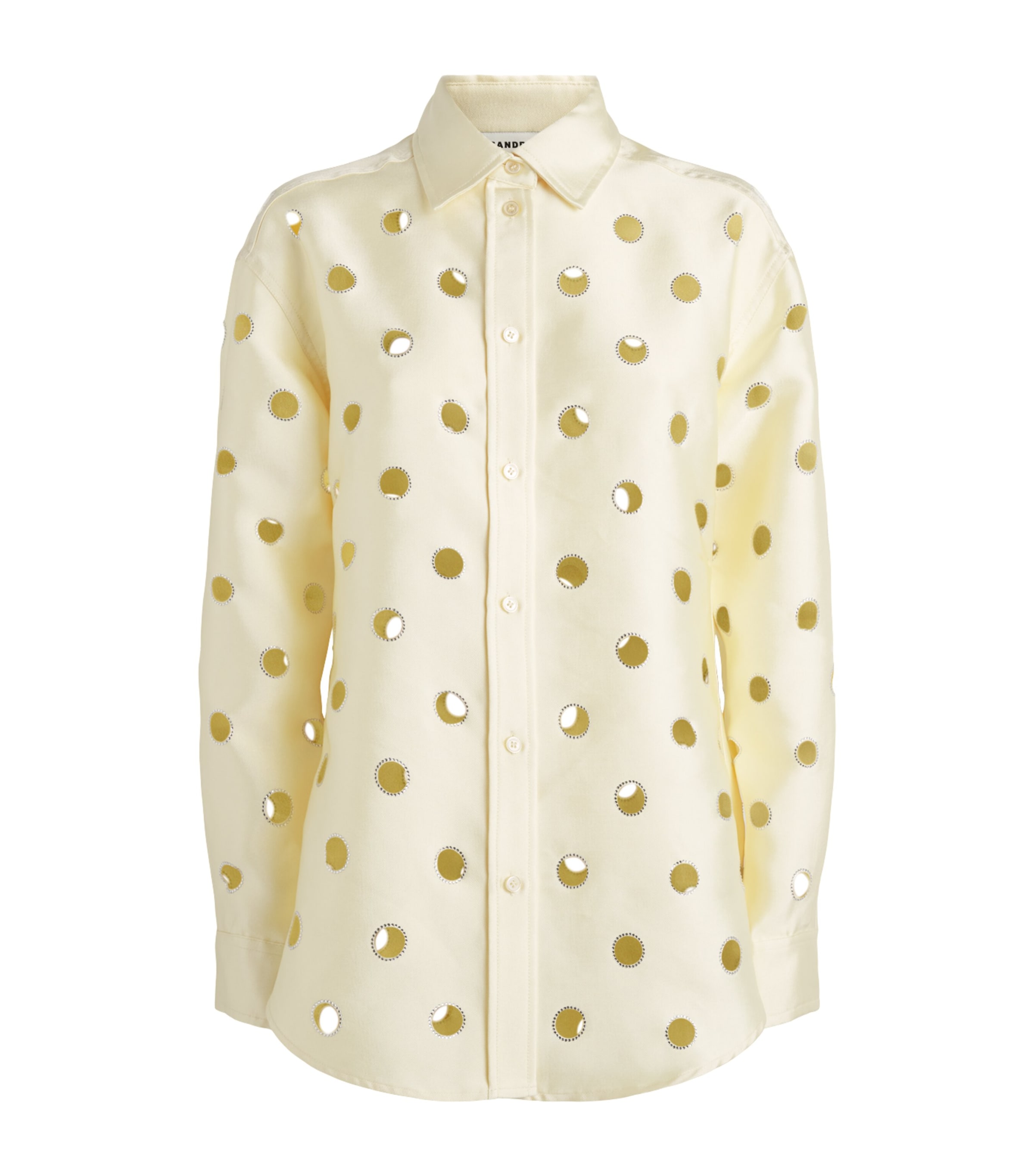 Sandro Paris Womens Openwork Rhinestone Shirt Vanilla Image 1