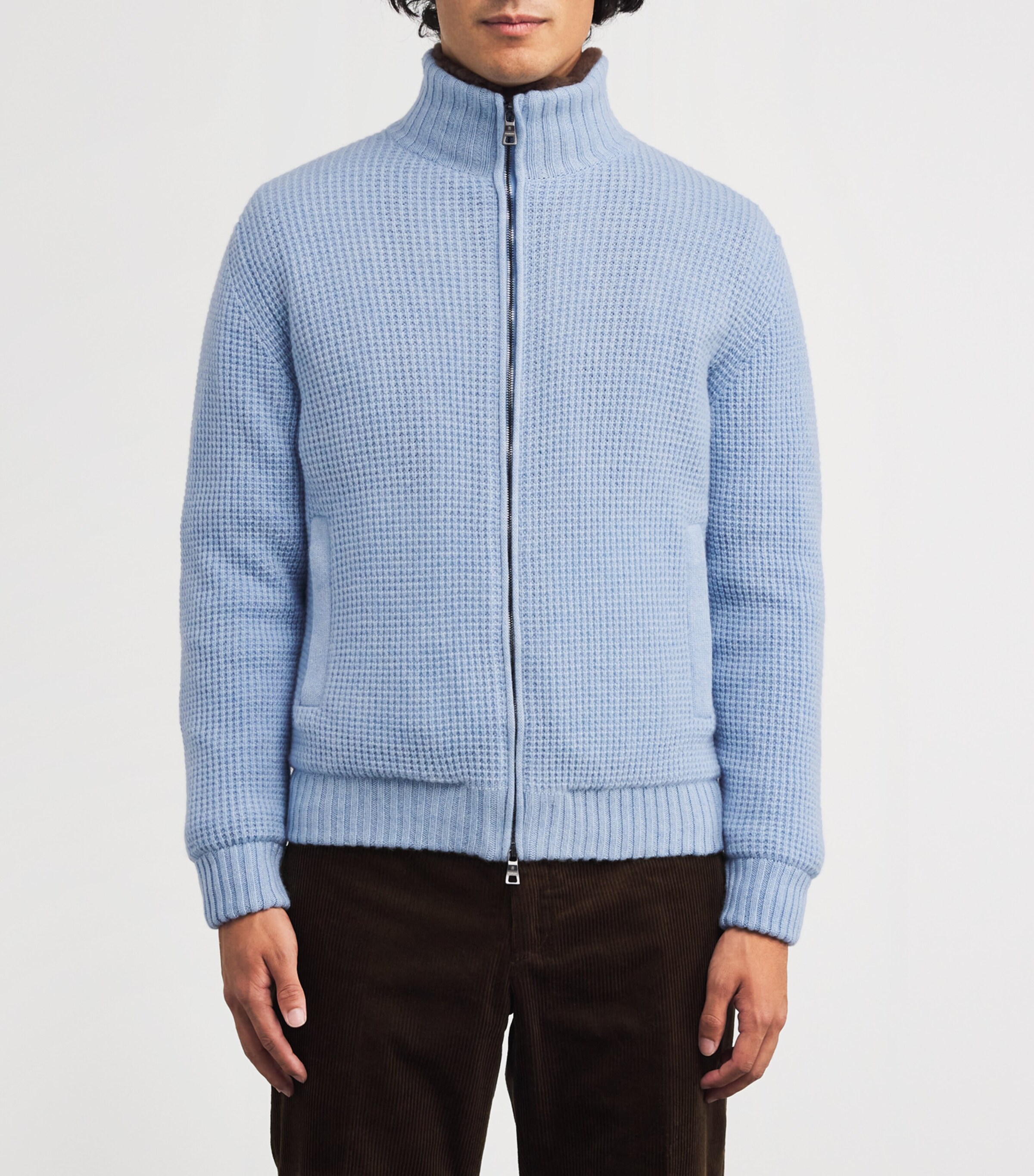 Fioroni Cashmere Mens Cashmere-Mink Bomber Jacket Sky Naturale Image 3