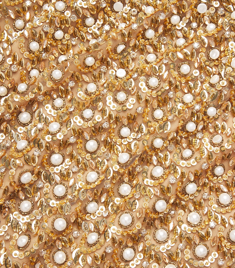 Carolina Herrera Womens Embellished V-Neck Gown Gold Image 6