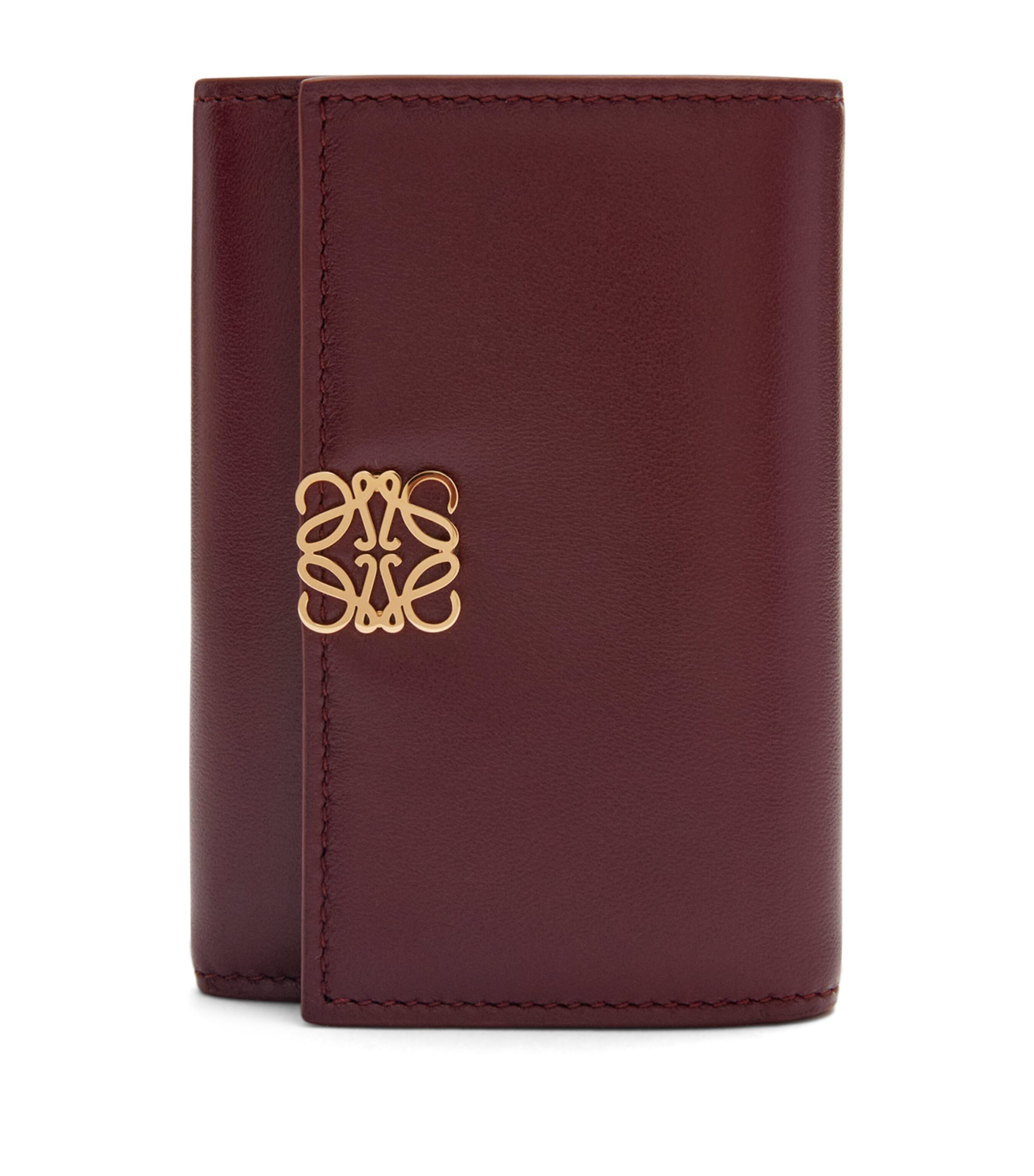 Loewe Leather Anagram Vertical Wallet In Burgundy