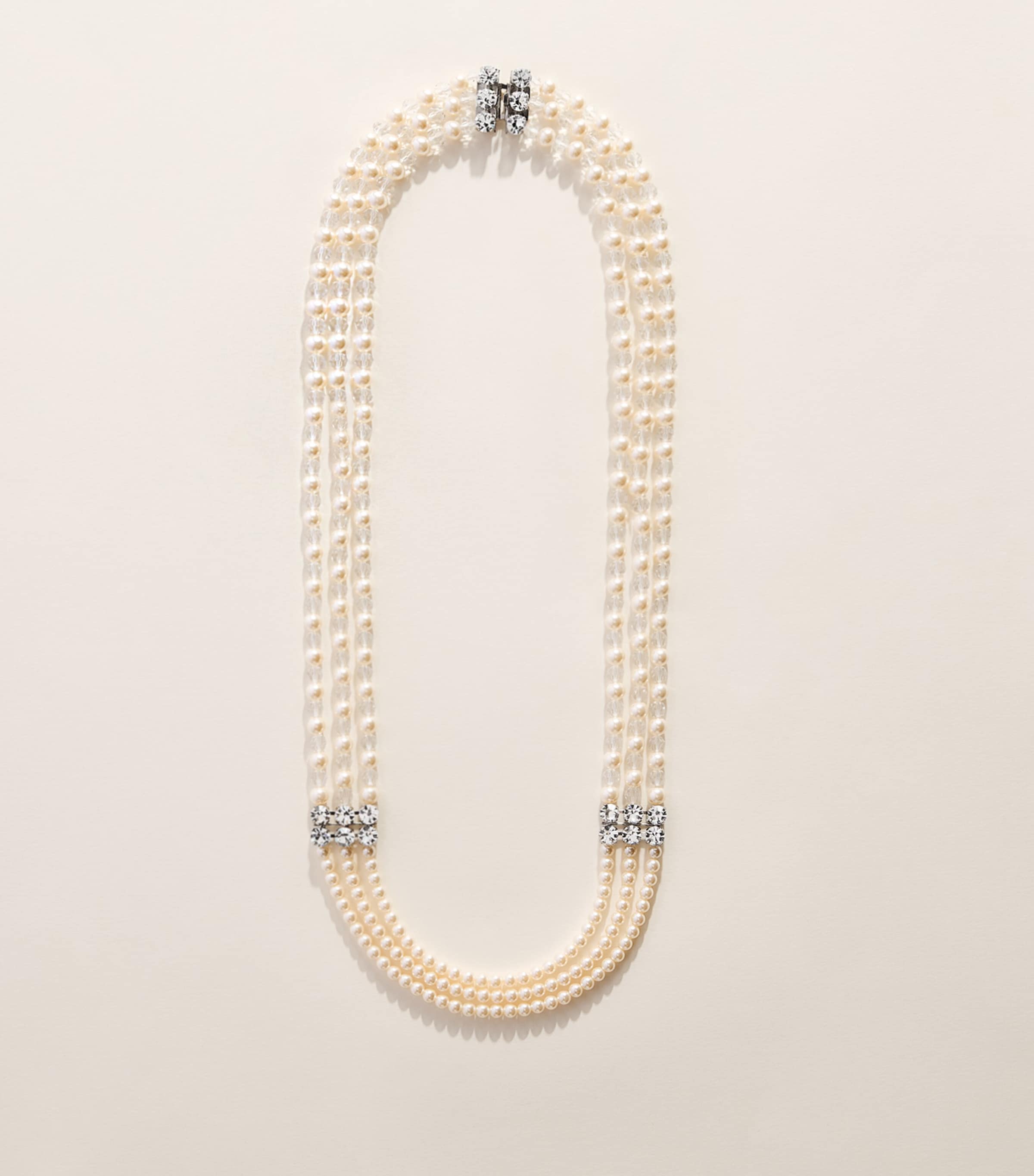 Alessandra Rich Faux Pearl Layered Necklace Cry Silver