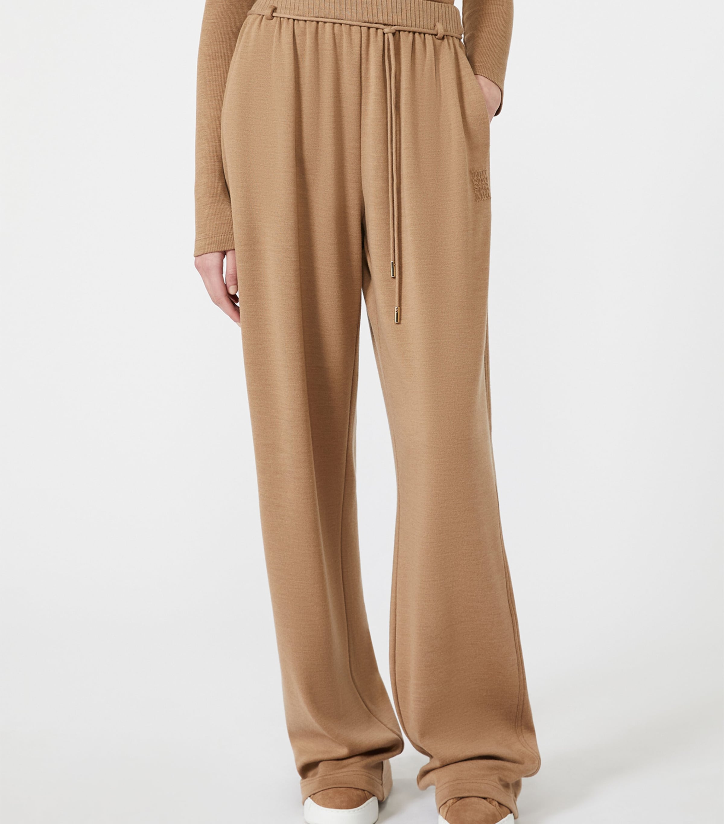Max Mara Womens Virgin Wool Sweatpants Camel Image 2