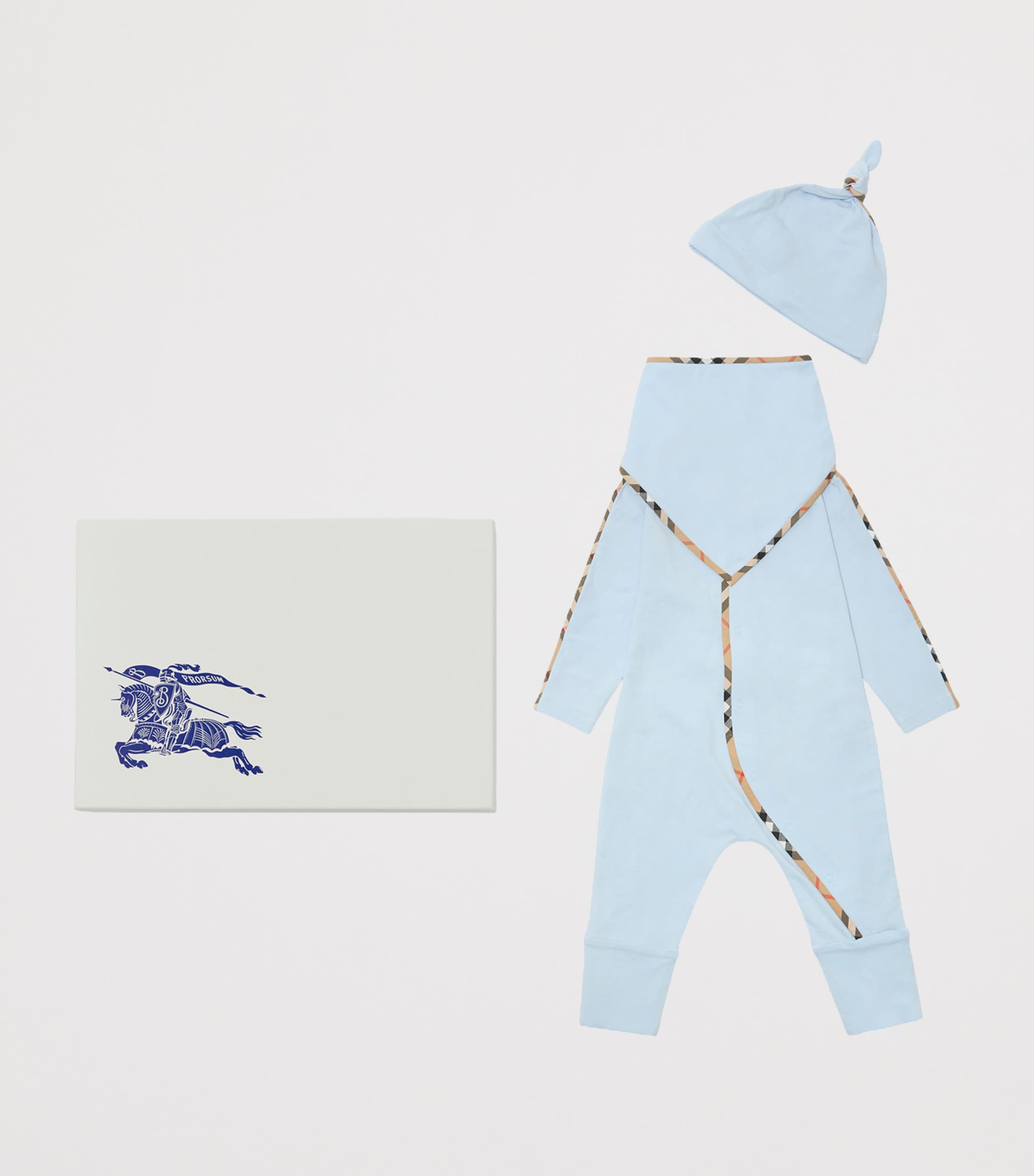 Cotton-Blend All-In-One, Bib and Hat Set (1-18 Months) ICE BLUE Image 7