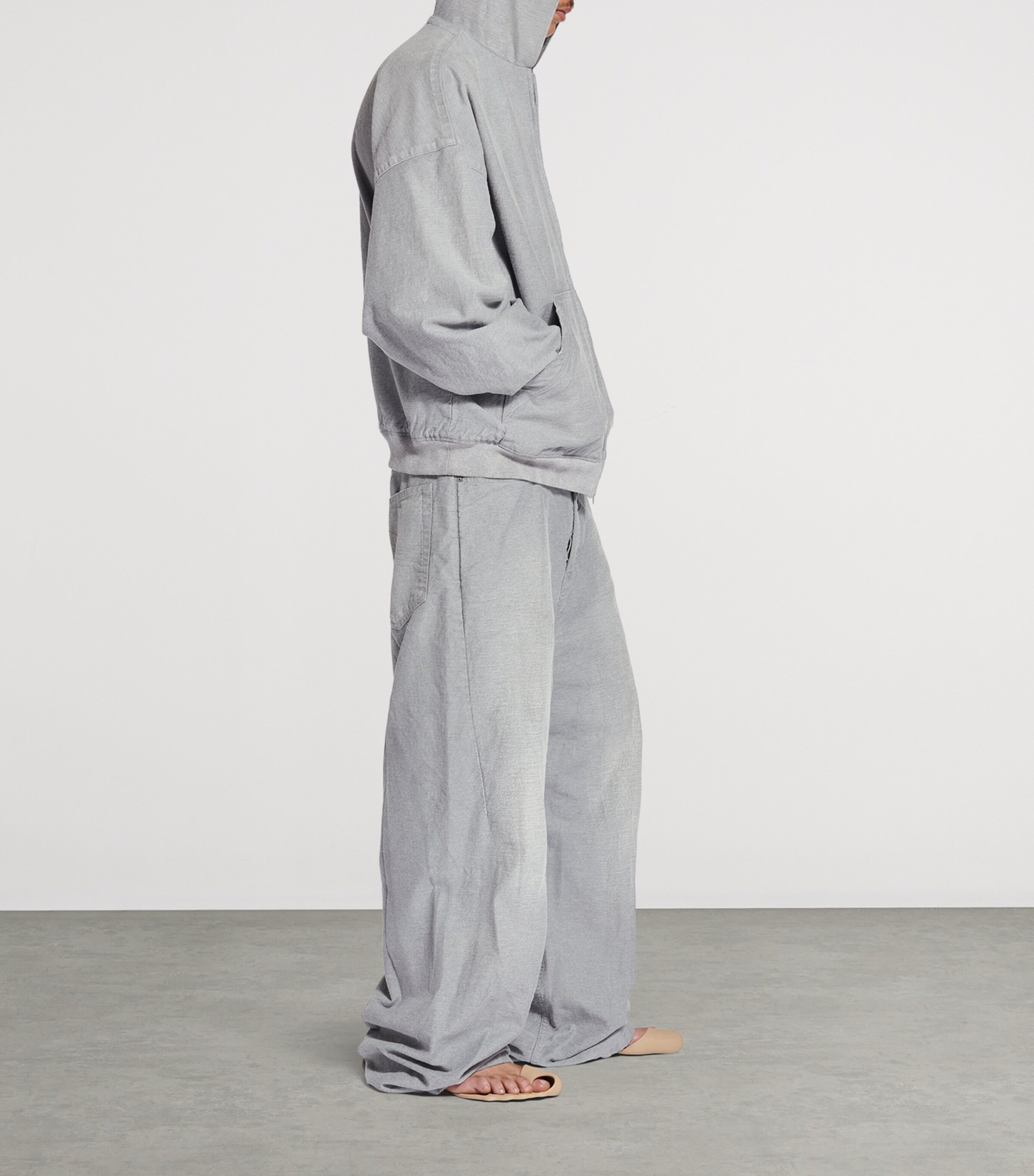 Balenciaga Mens Distressed Wide-Leg Jeans Image 6