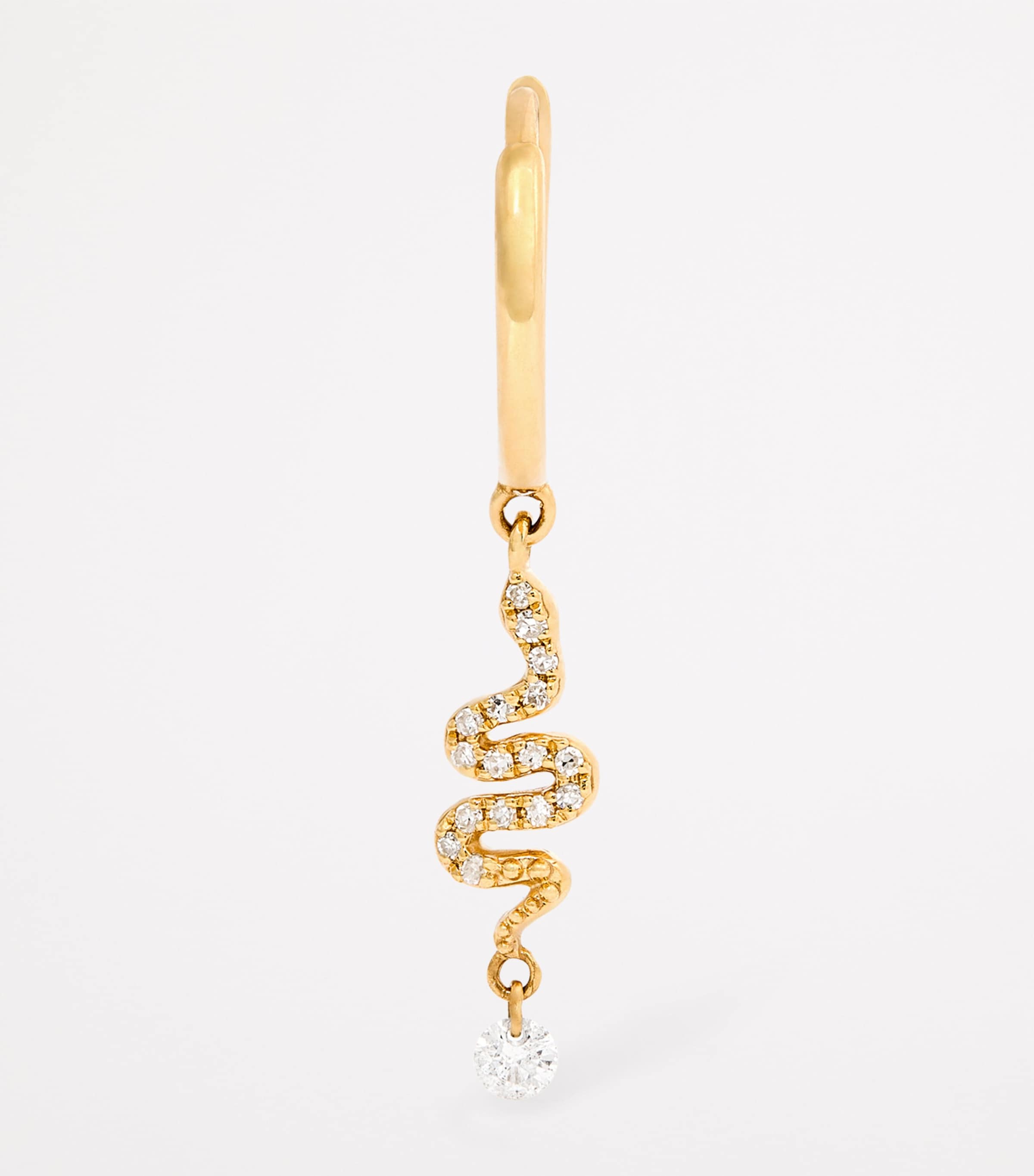 Persée Yellow Gold and Diamond Snake Single Hoop Earring Yellow Gold Image 3