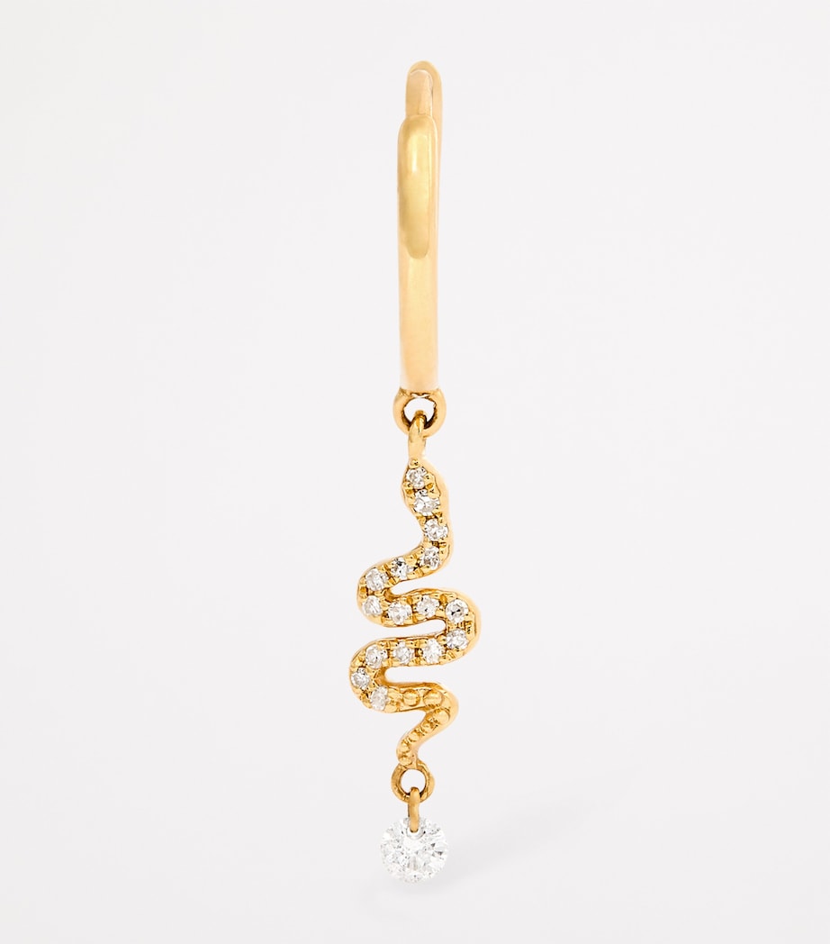 Persée Yellow Gold and Diamond Snake Single Hoop Earring Yellow Gold Image 3