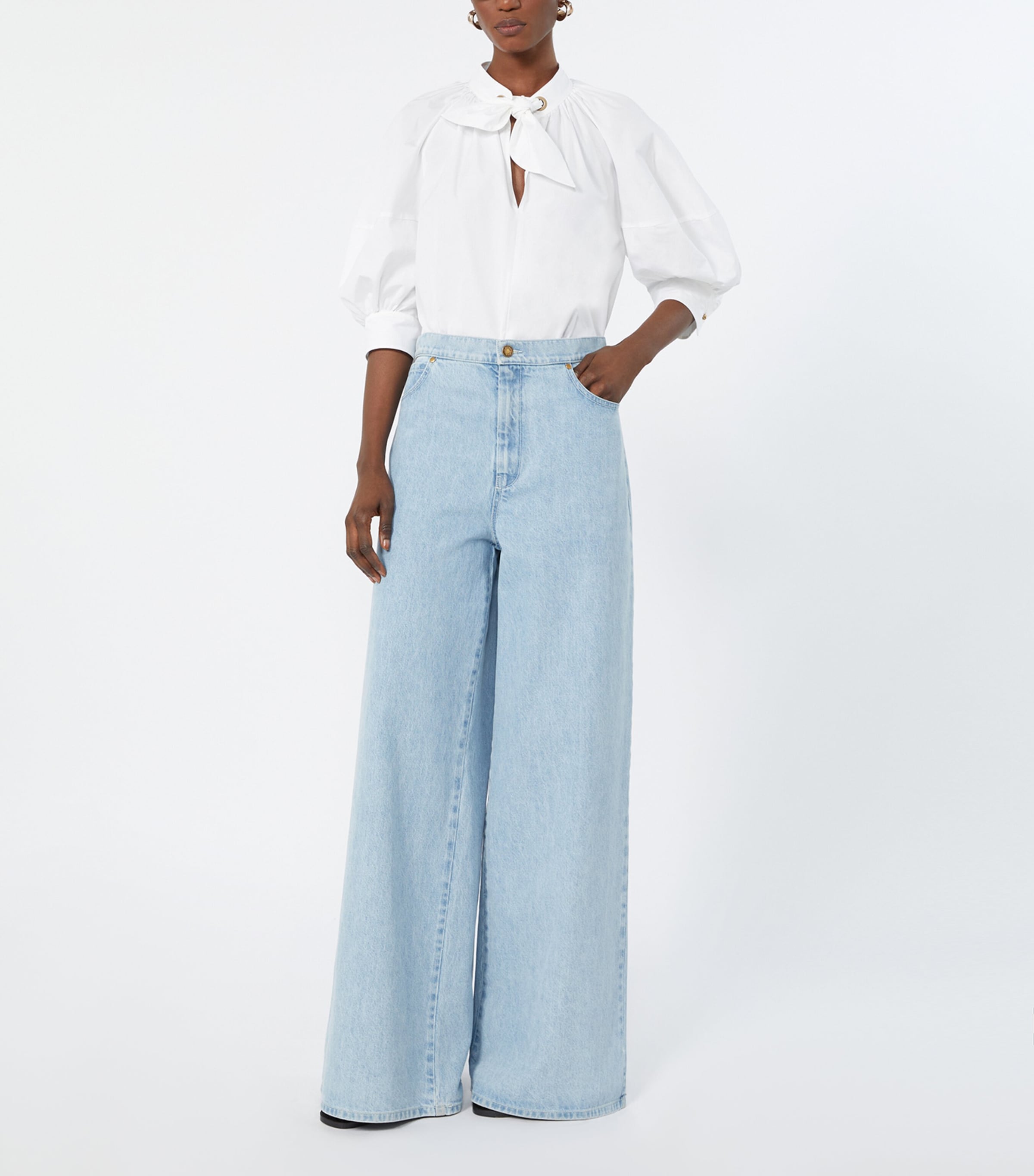 Max Mara Womens Wide-Leg Jeans Light Blue Image 2