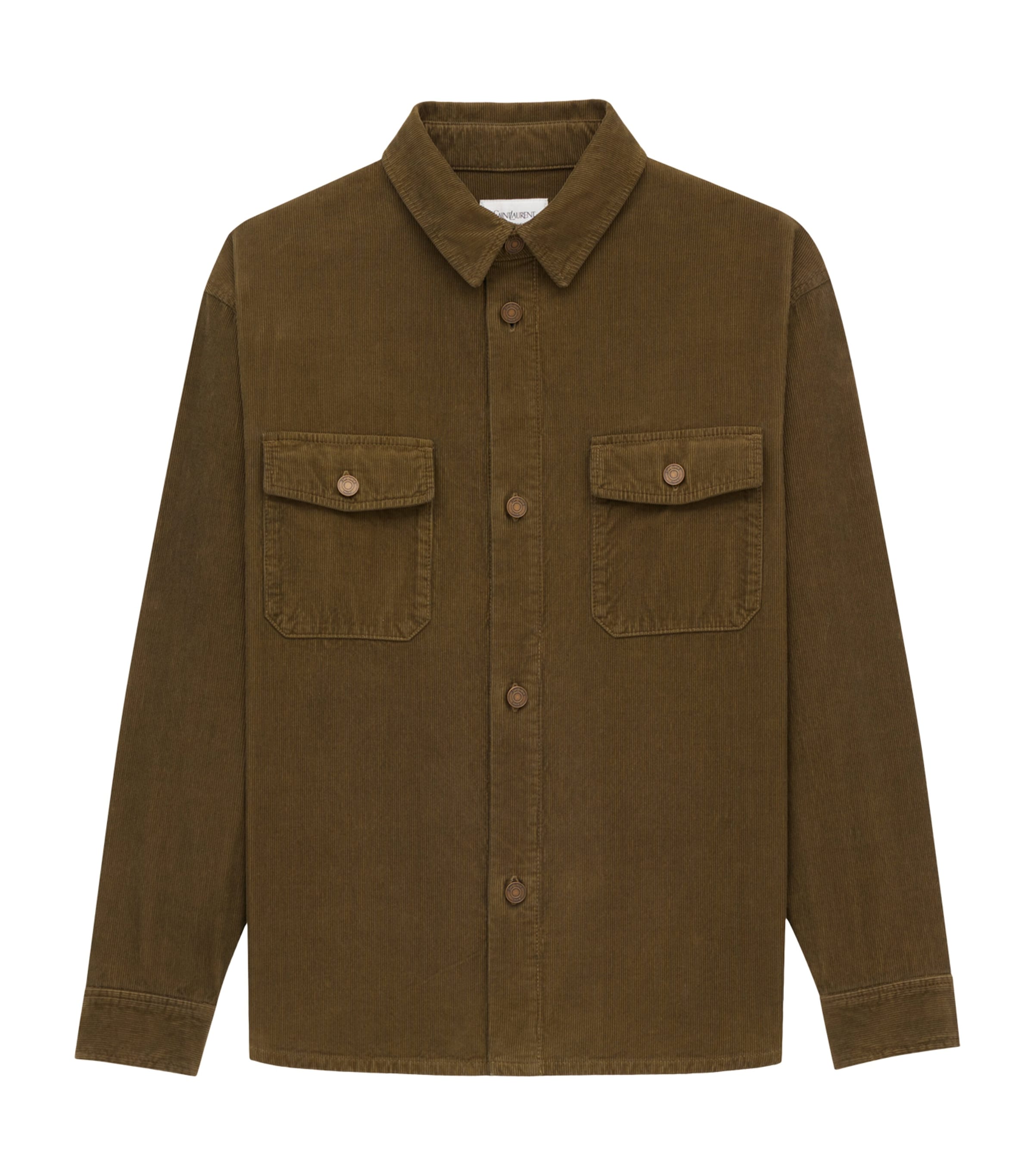 Saint Laurent Cotton Corduroy Overshirt In Green