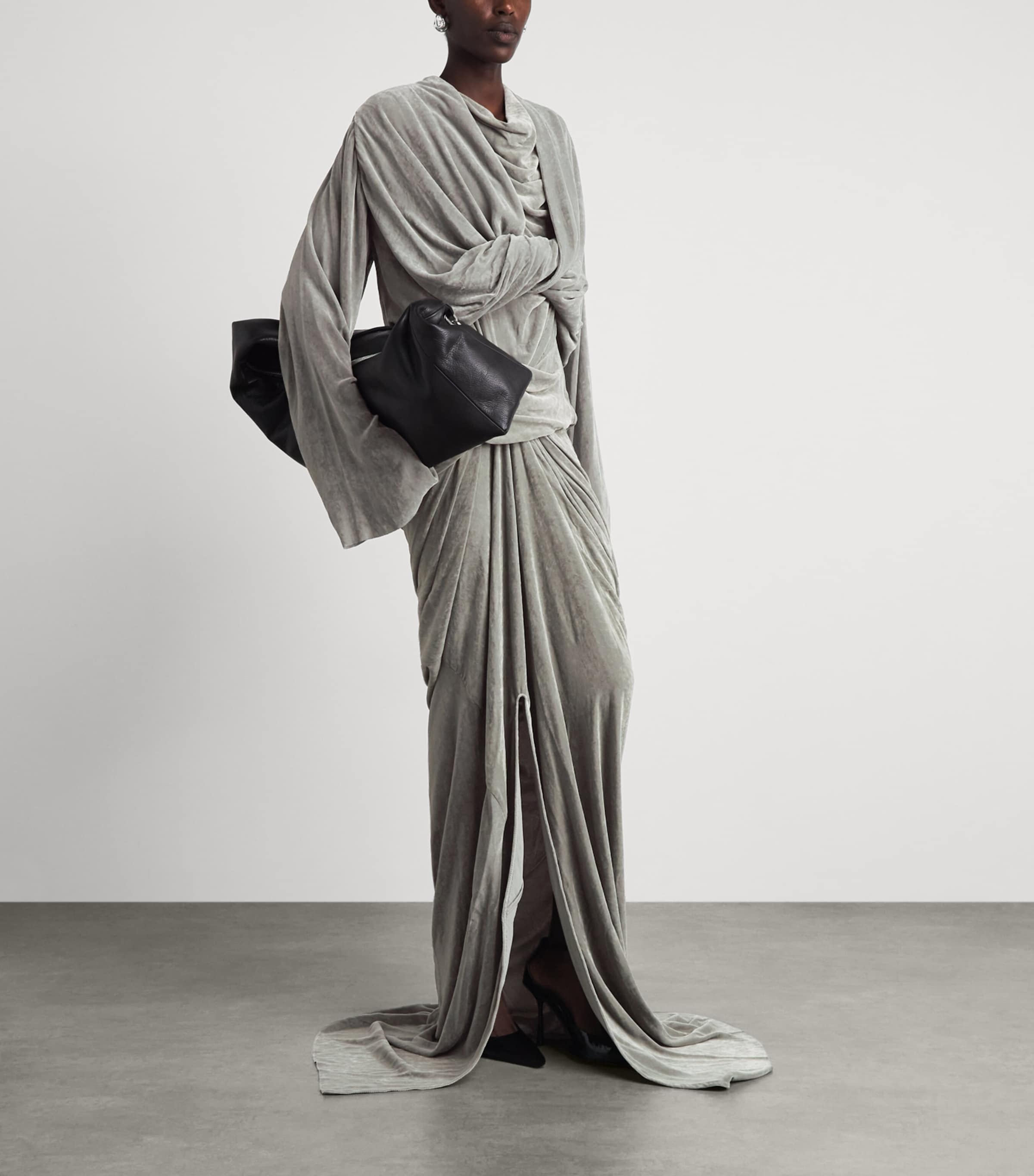 Rick Owens Womens Velvet Twist Tee Pearl Image 2