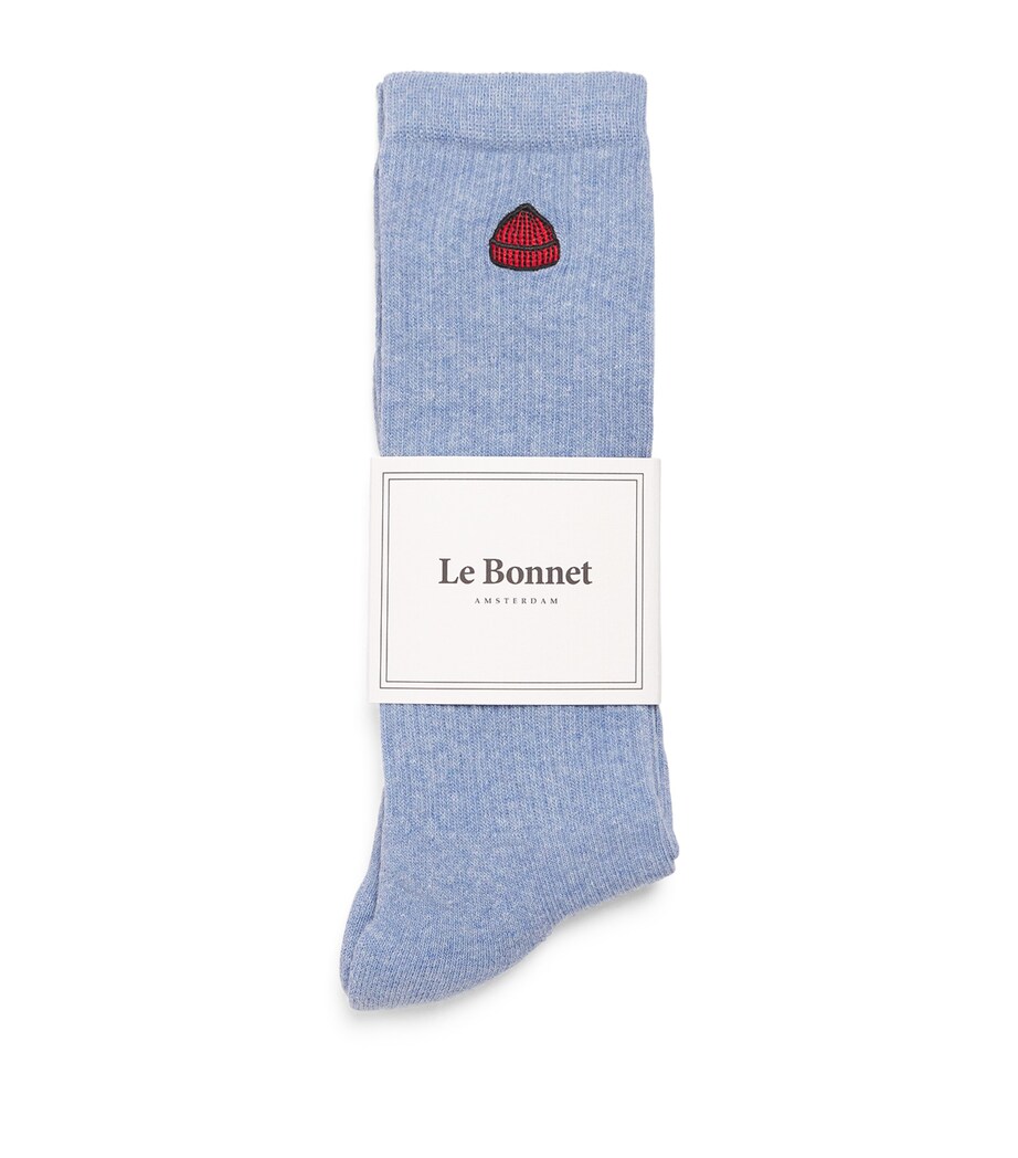 Le Bonnet Mens Cotton-Blend Logo Socks Light Blue Sky Image 1