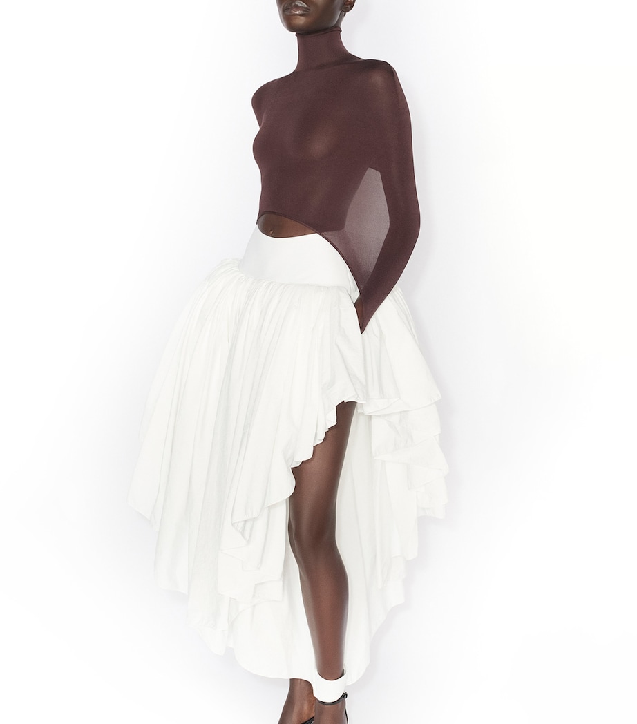 Alaïa Womens Asymmetric Maxi Skirt Blanc Image 4