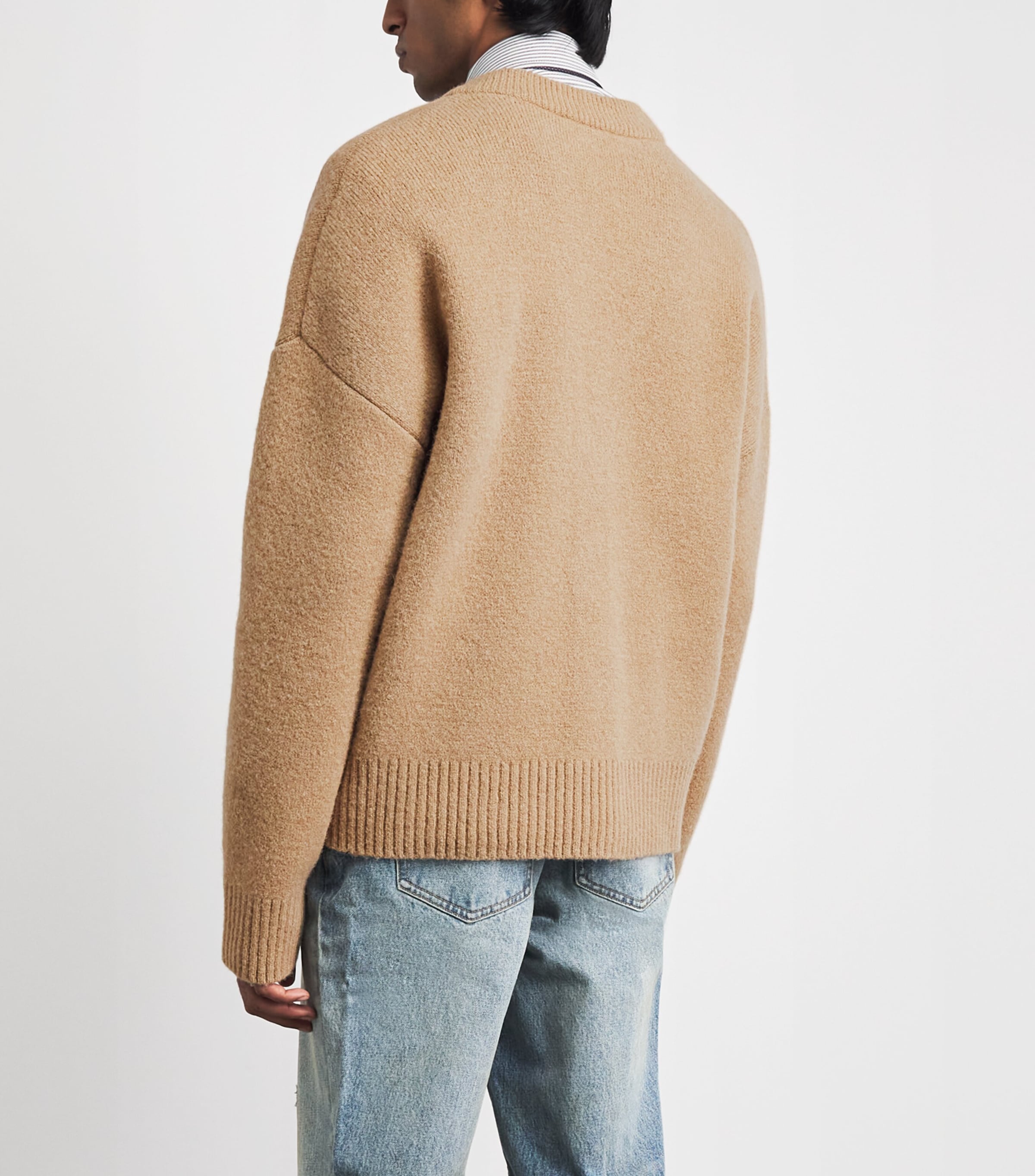 AMI Paris Mens Ami de Coeur Cardigan Bge Mastic/ecru Image 5
