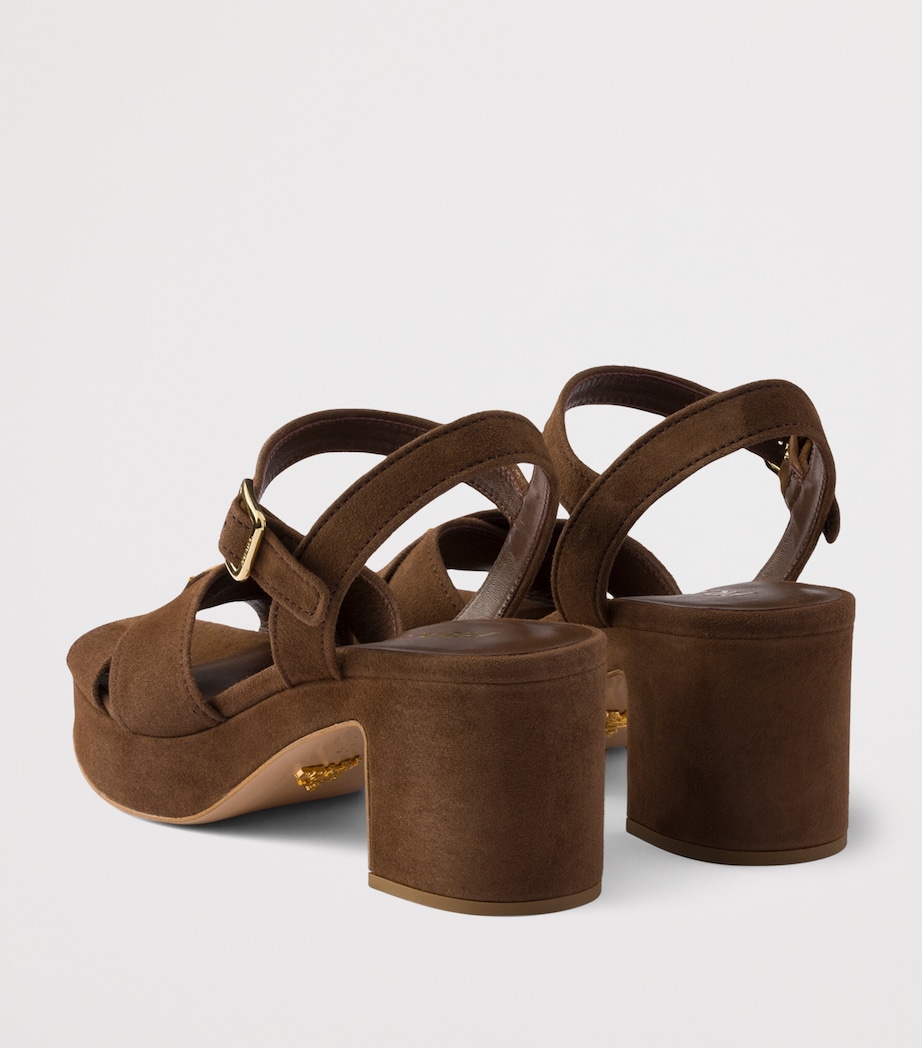 Prada Suede Platform Sandals 65 Brown Image 4
