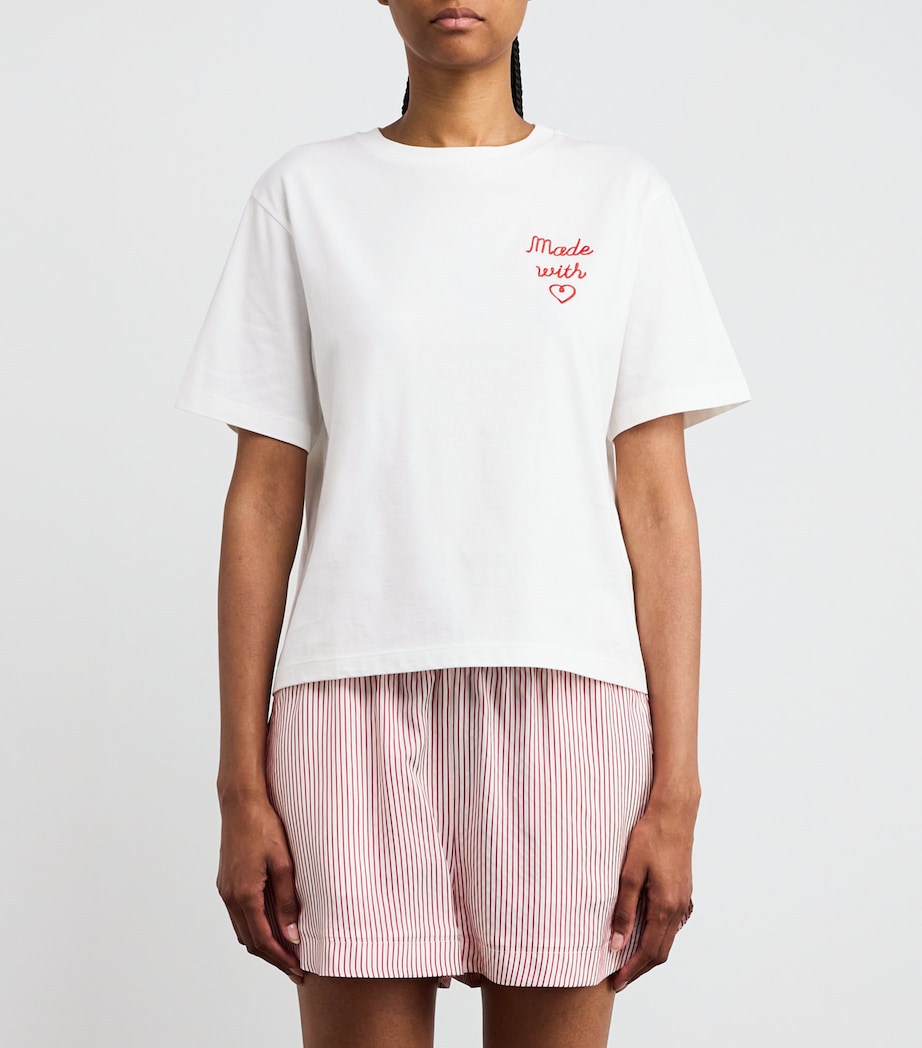 Cotton Embroidered T-Shirt WHITE Image 3