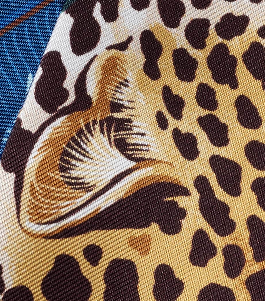 Cartier Silk Blooming Panthère Skinny Scarf Navy Blue Image 3