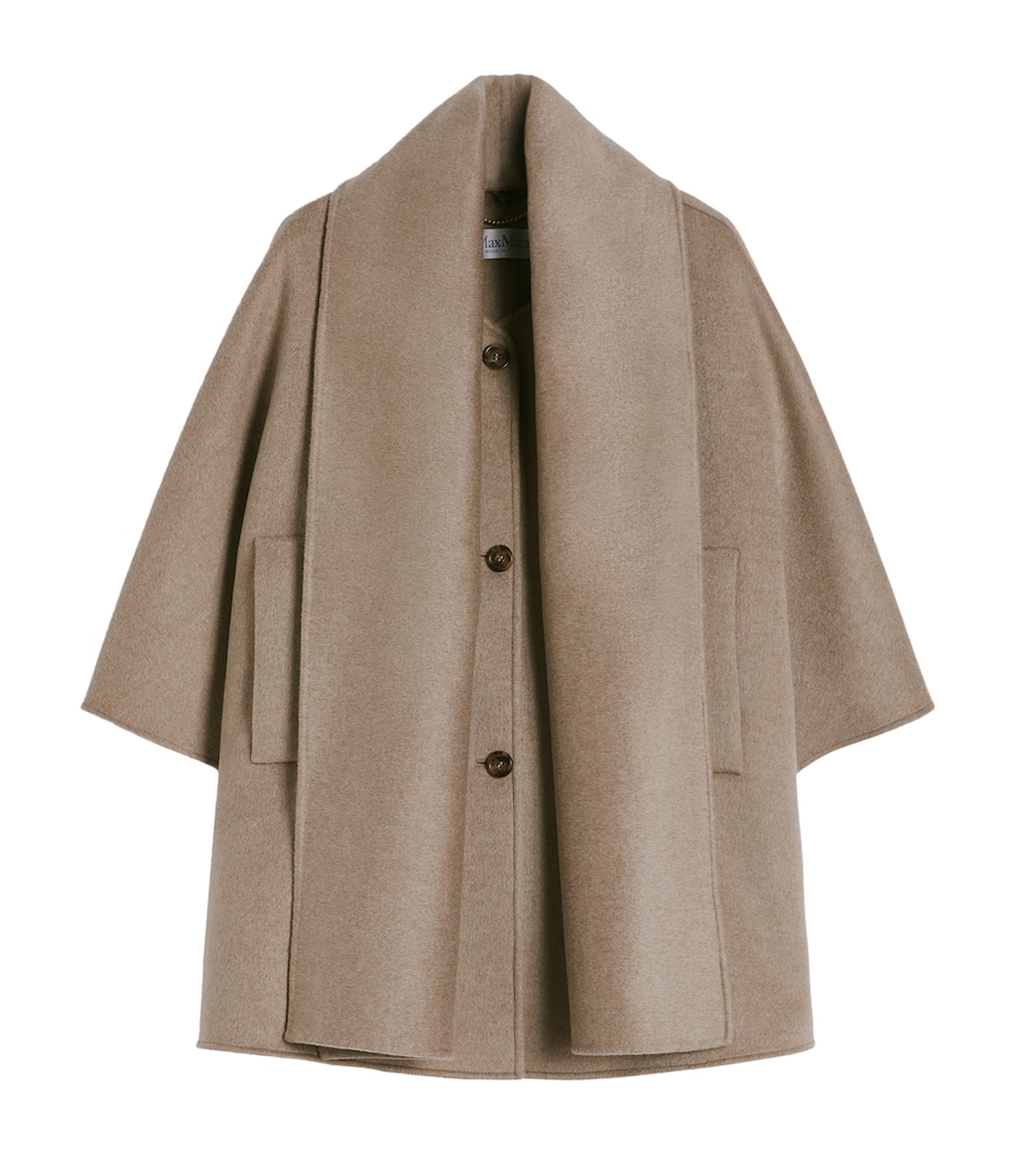 Max Mara Womens Cashmere Scarf Cape Tawny Bronze Brow Image 1