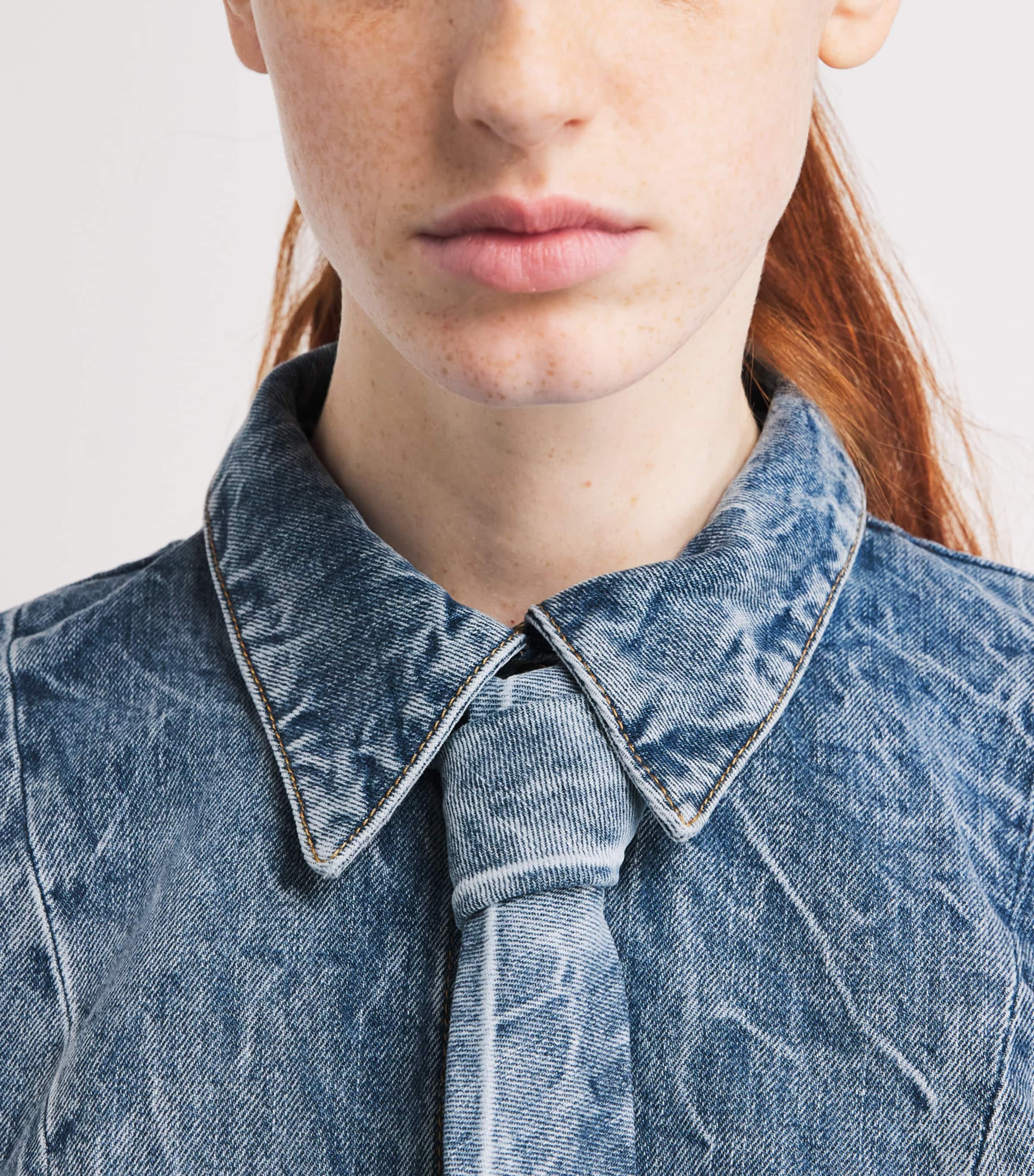 Tie-Detail Denim Shirt INDIGO ACID WASH Image 6