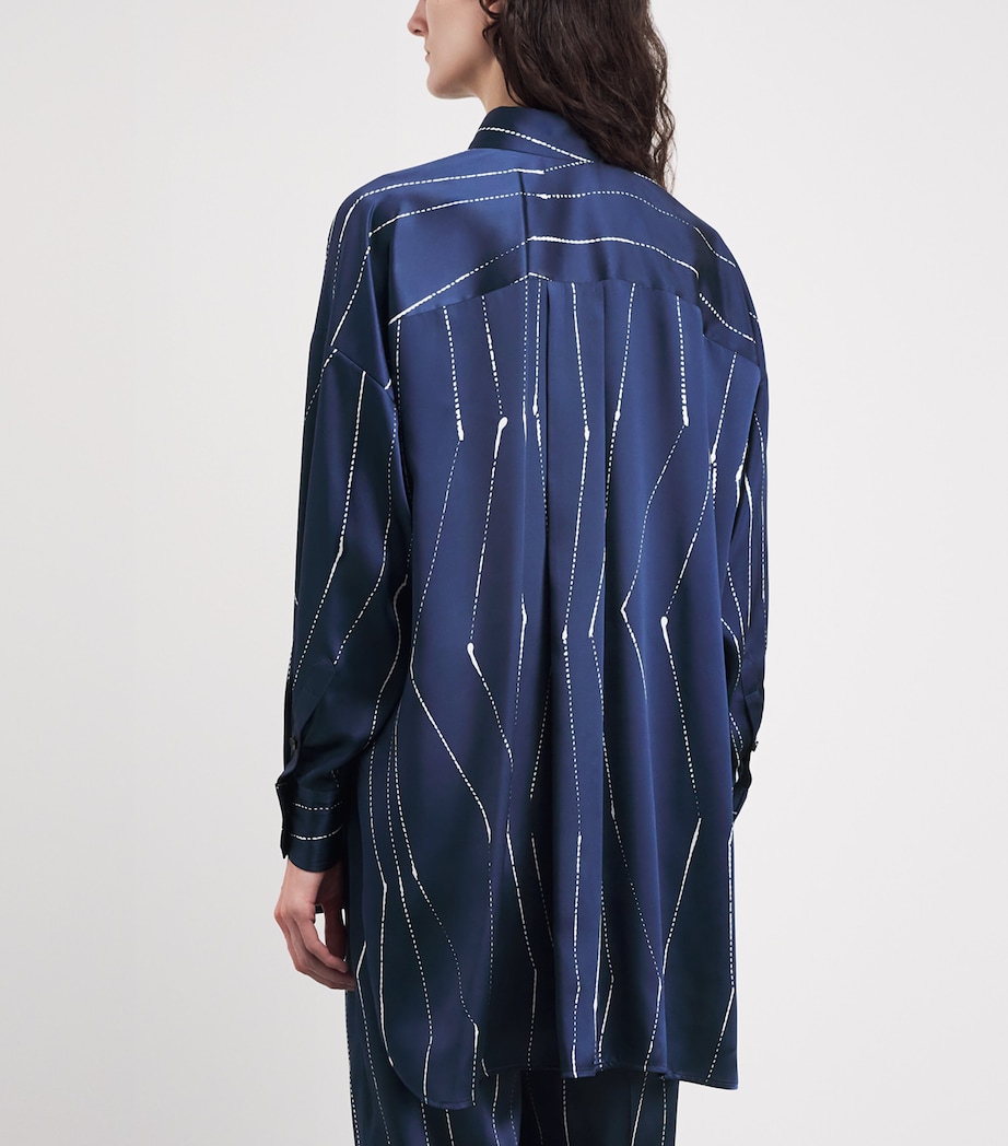 Kiton Womens Silk Printed Shirt Blue/white Image 5