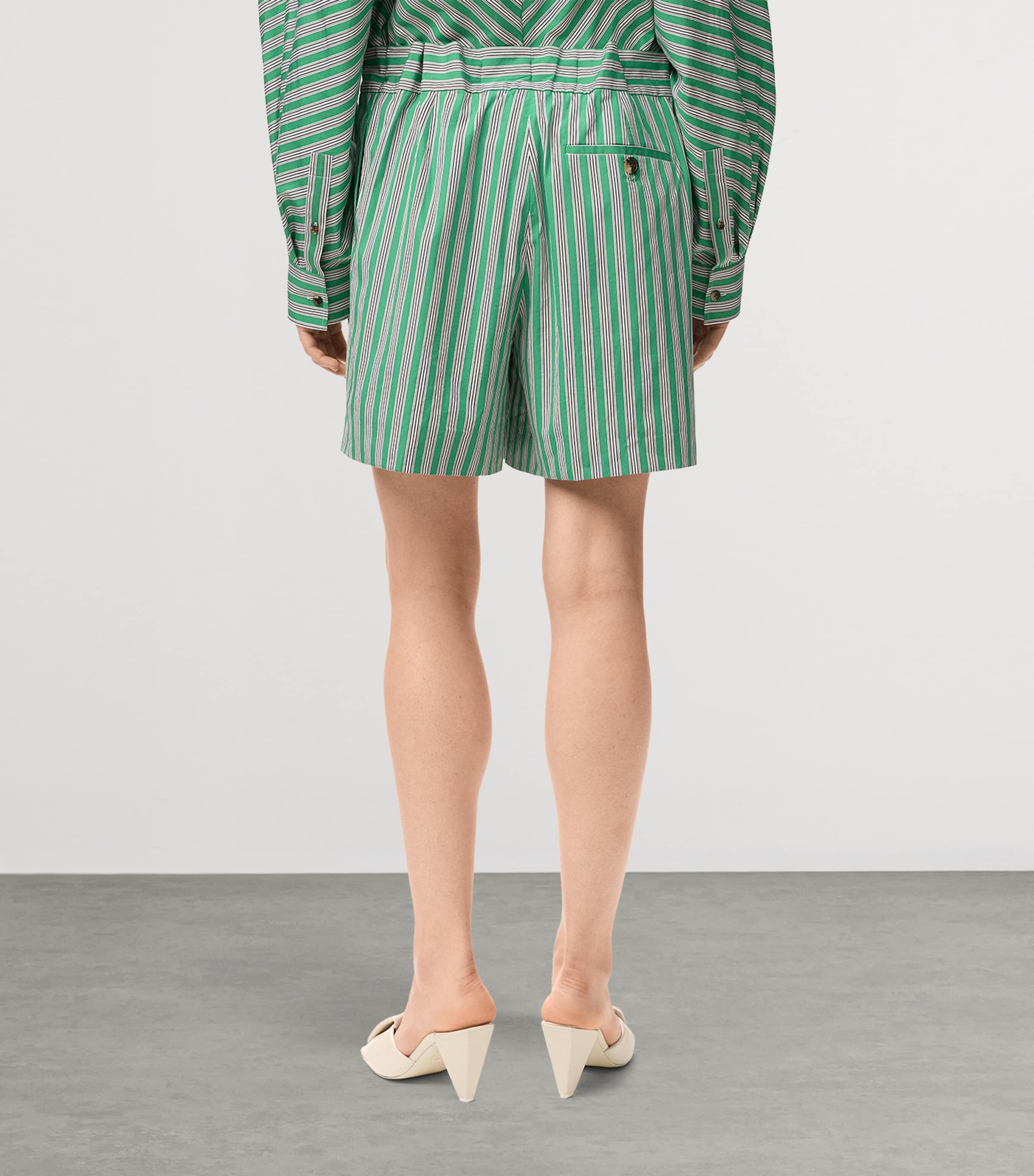 LOEWE Womens Stripe Shorts Green/white Image 4