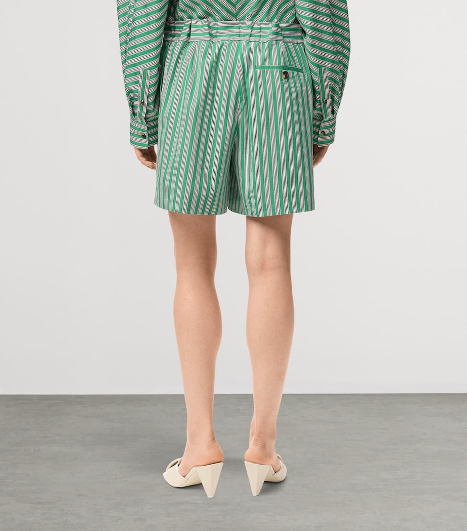 LOEWE Womens Stripe Shorts Green/white Image 4