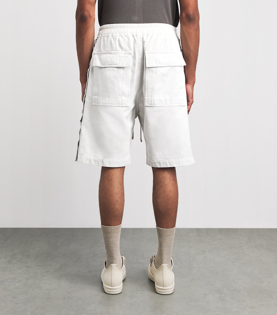 Rick Owens Mens Cotton Pusher Wide-Leg Shorts Milk Wash Image 5