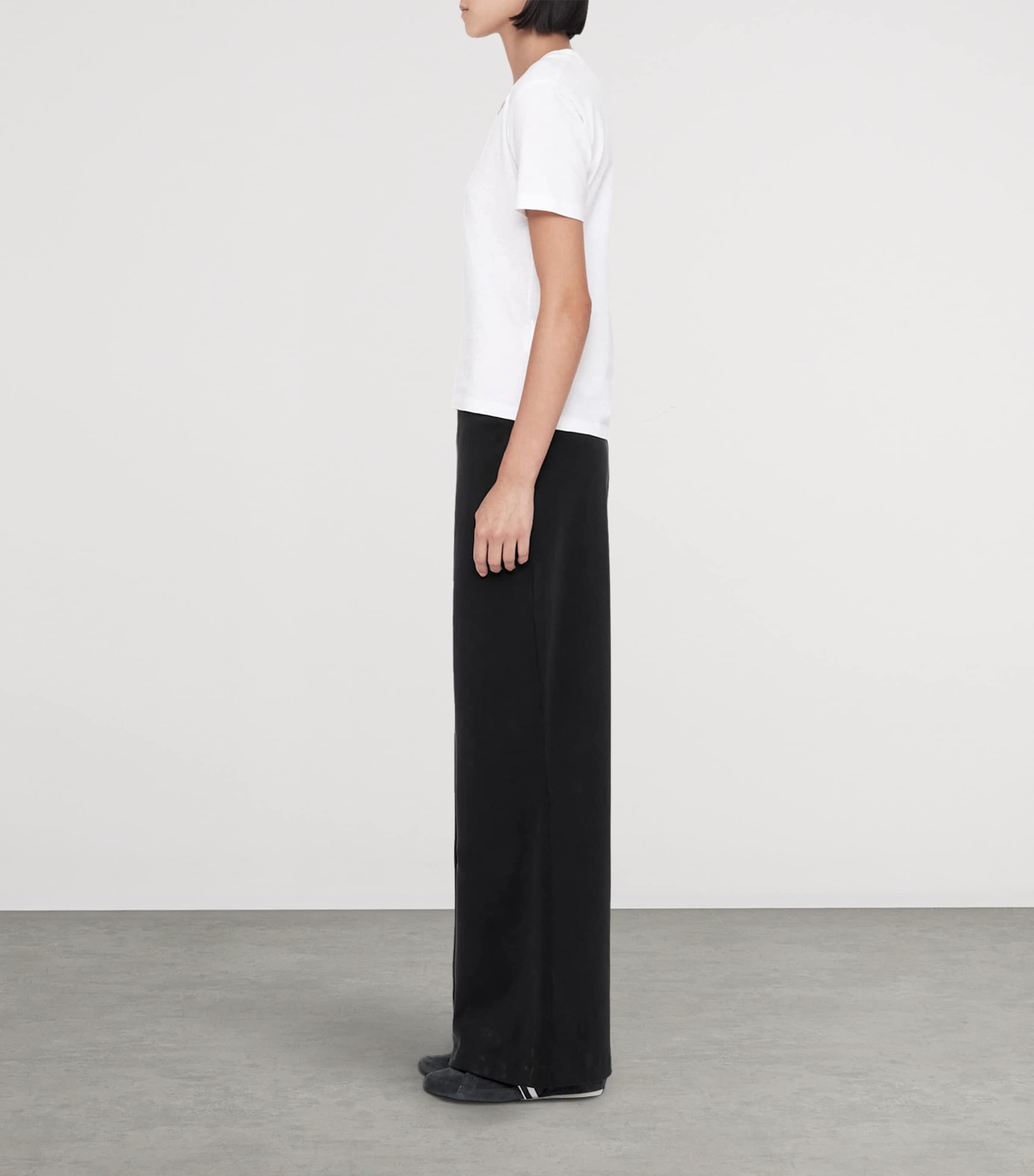 AllSaints Womens Modal-Blend Elodie Wide-Leg Trousers Black Image 8