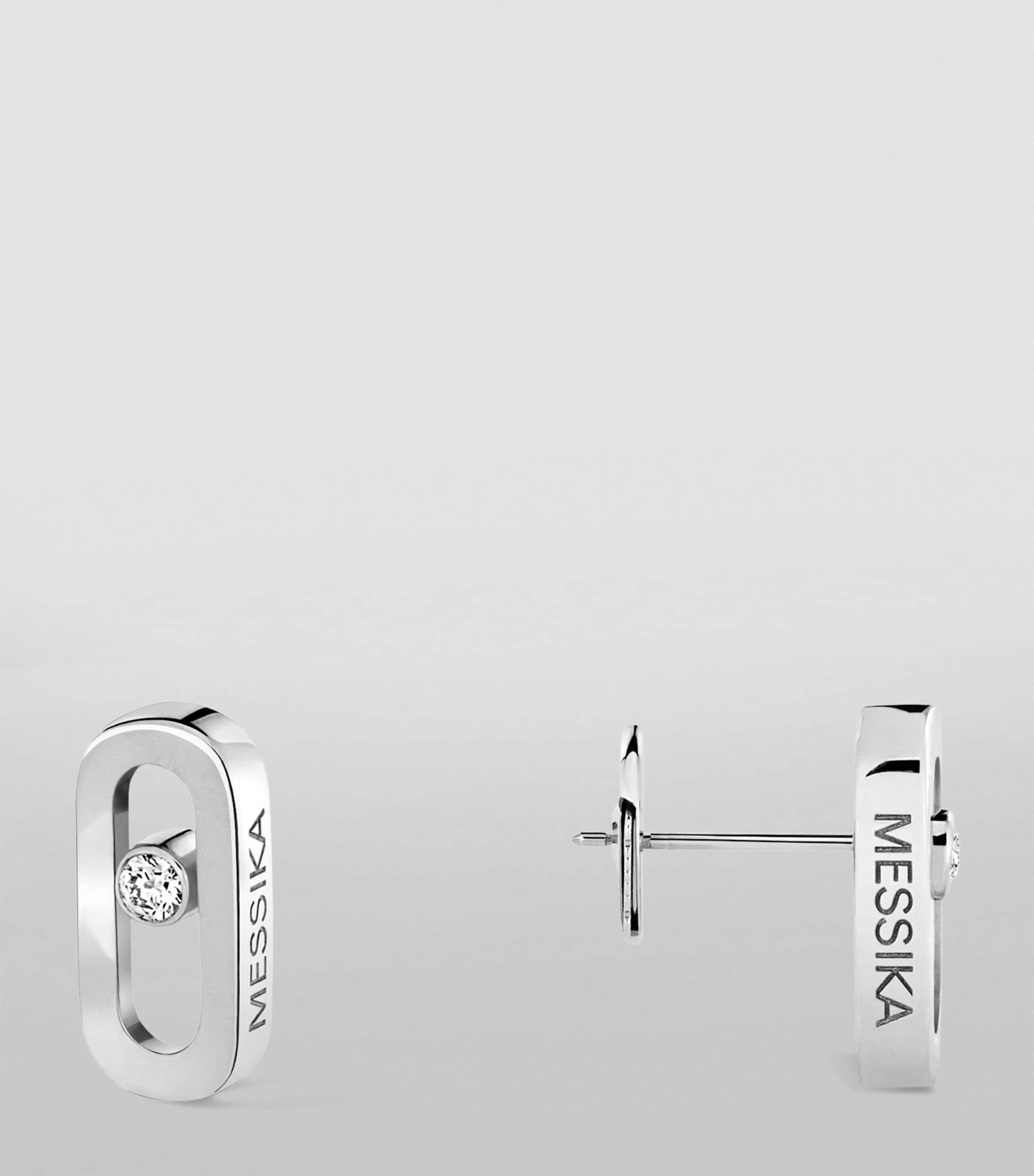 White Gold and Diamond Move Uno Earrings WHITE GOLD Image 2