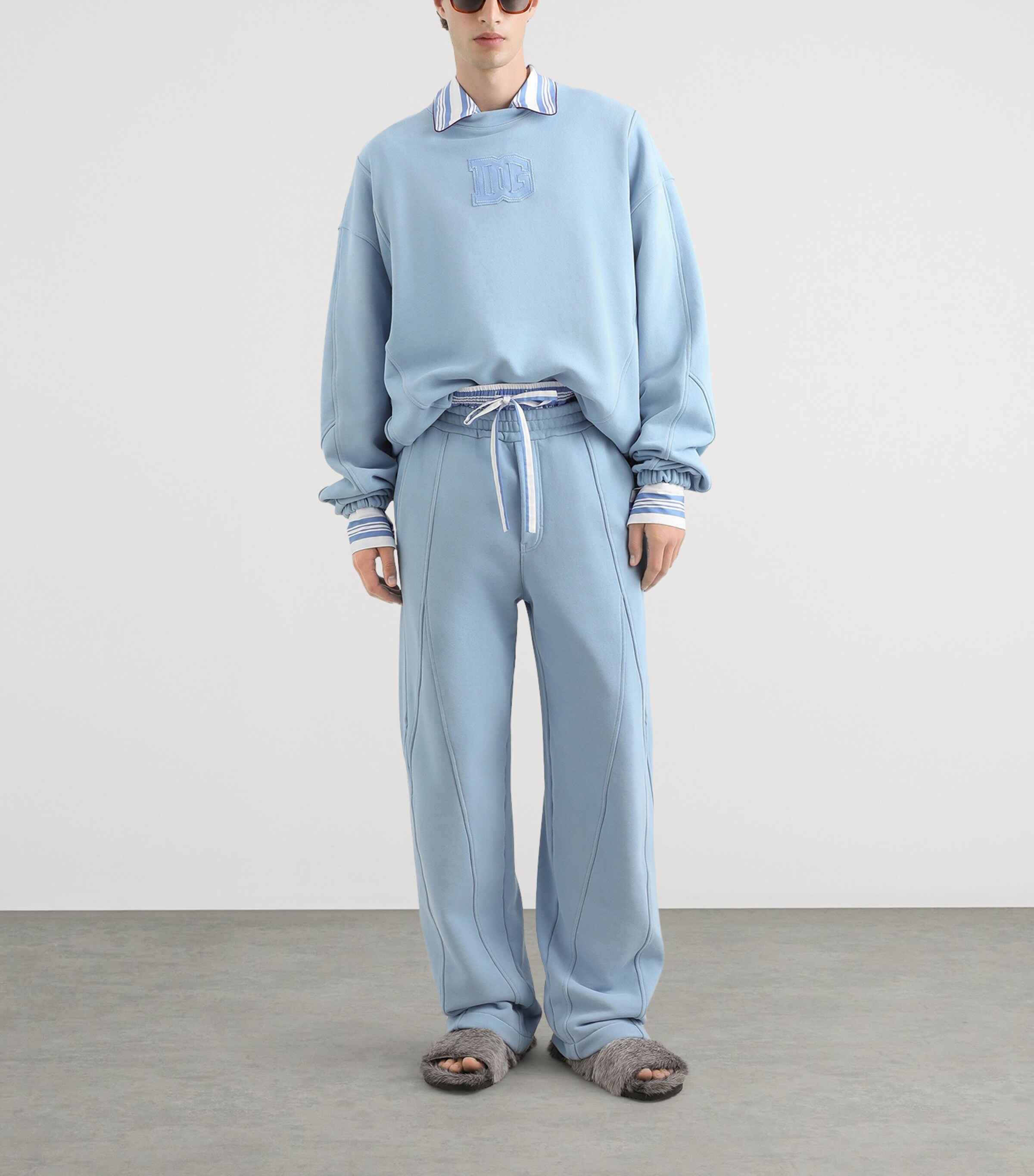 Dolce&Gabbana Mens Cotton Jersey Sweatpants Sky Blue Image 2