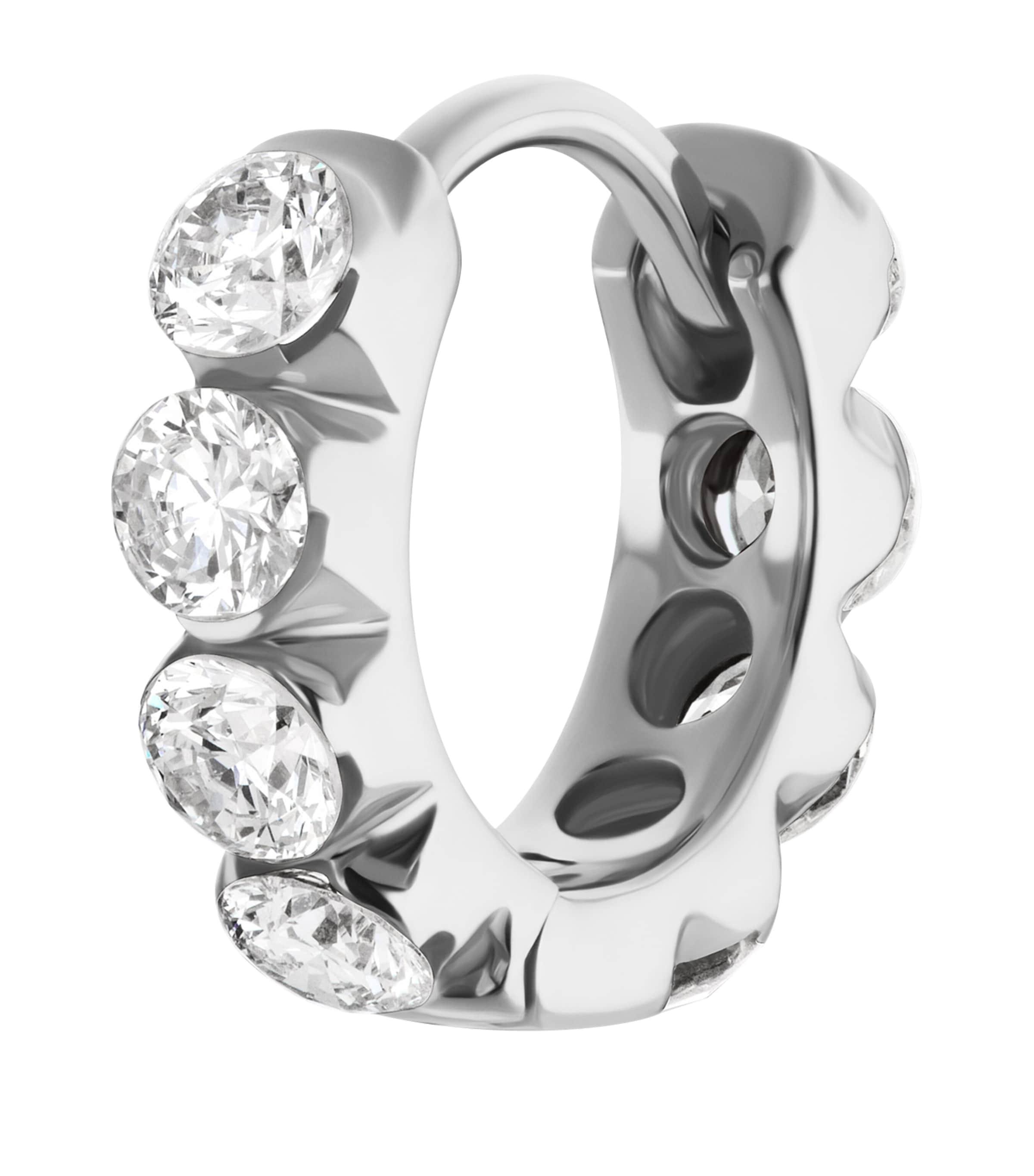 Maria Tash White Gold Invisible Set Large Diamond Eternity Hoop Earring In White