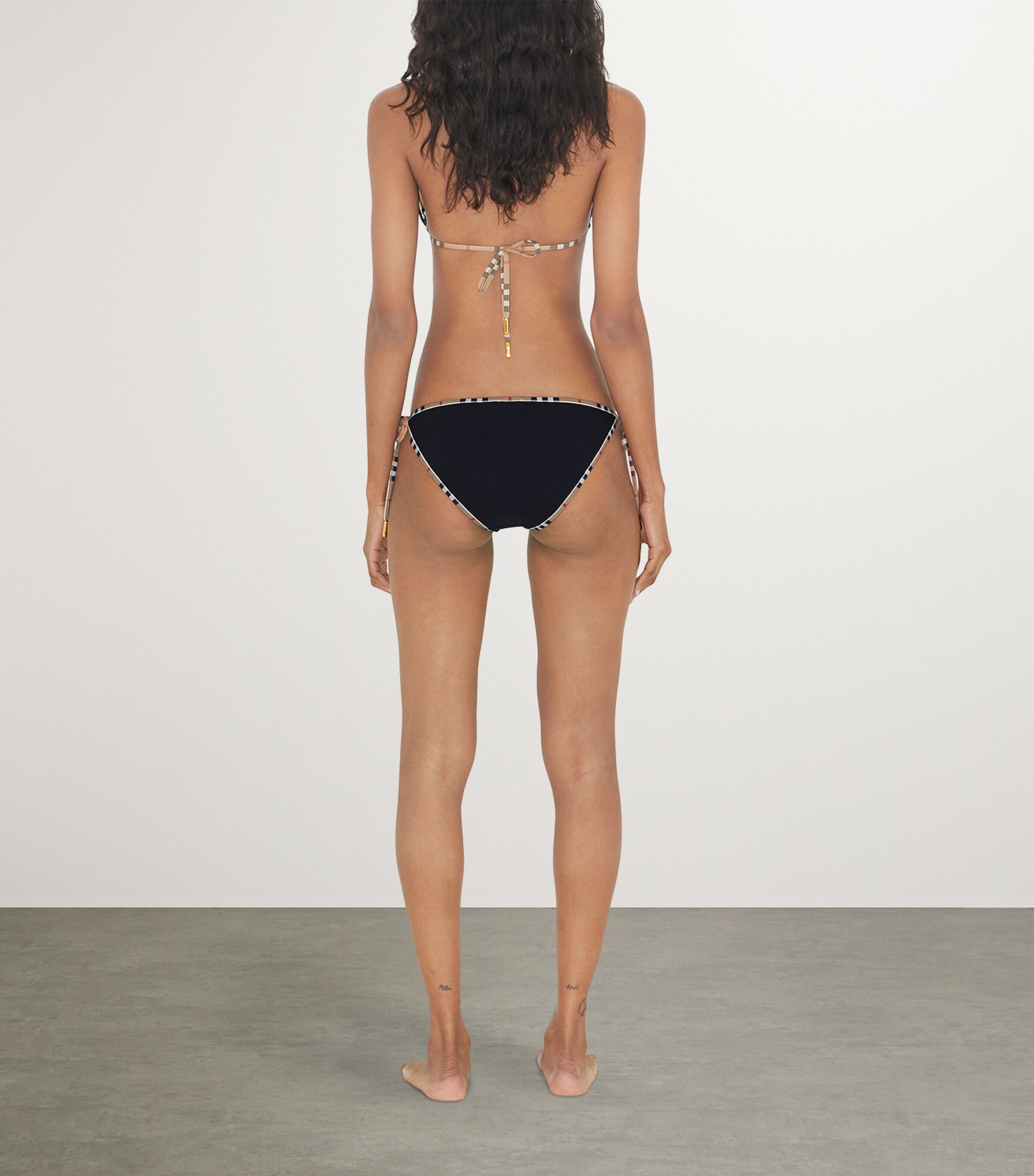 Burberry Womens Check-Trim Triangle Bikini Black Image 8
