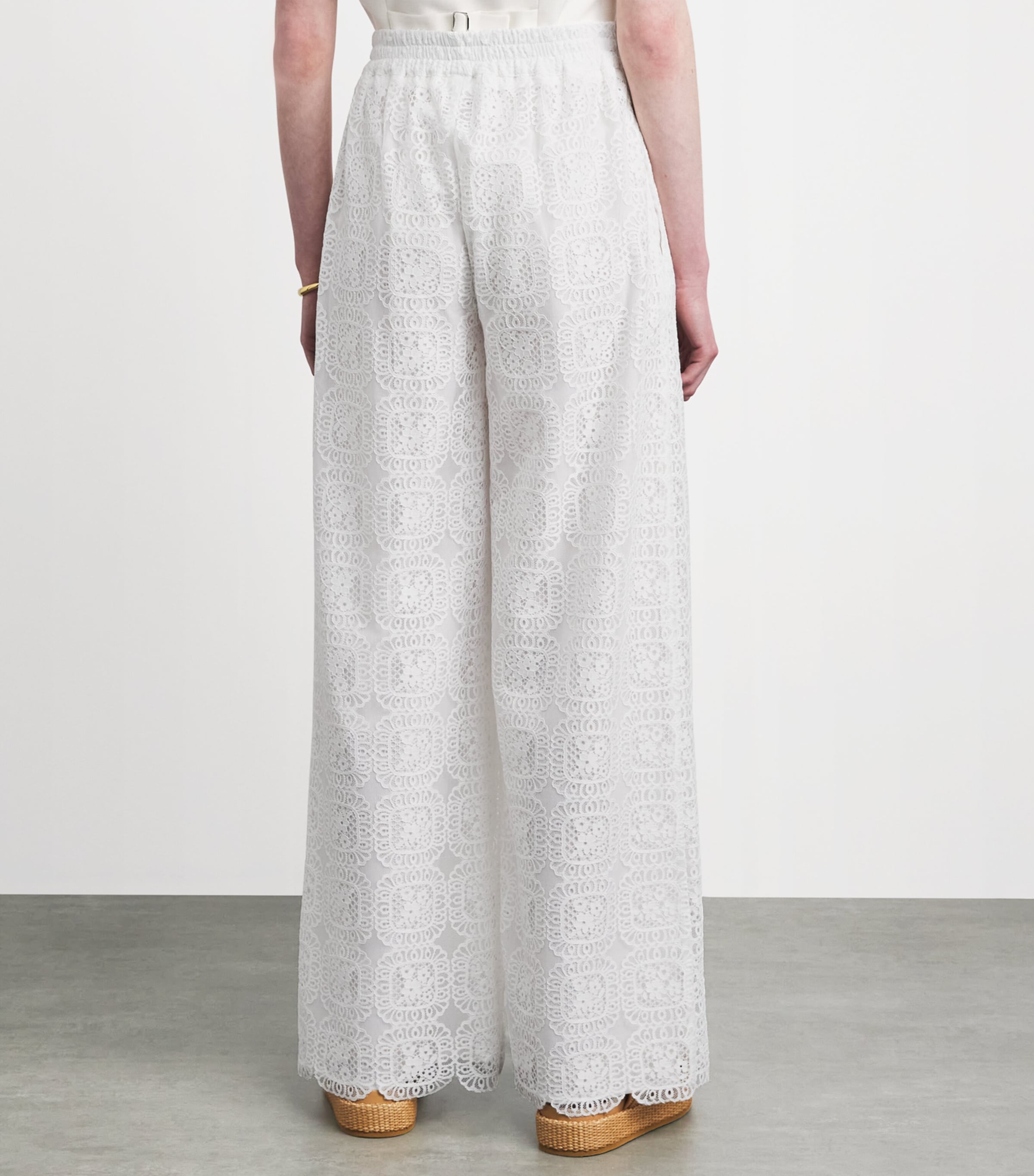 Claudie Pierlot Womens Lace Wide-Leg Trousers White Image 5