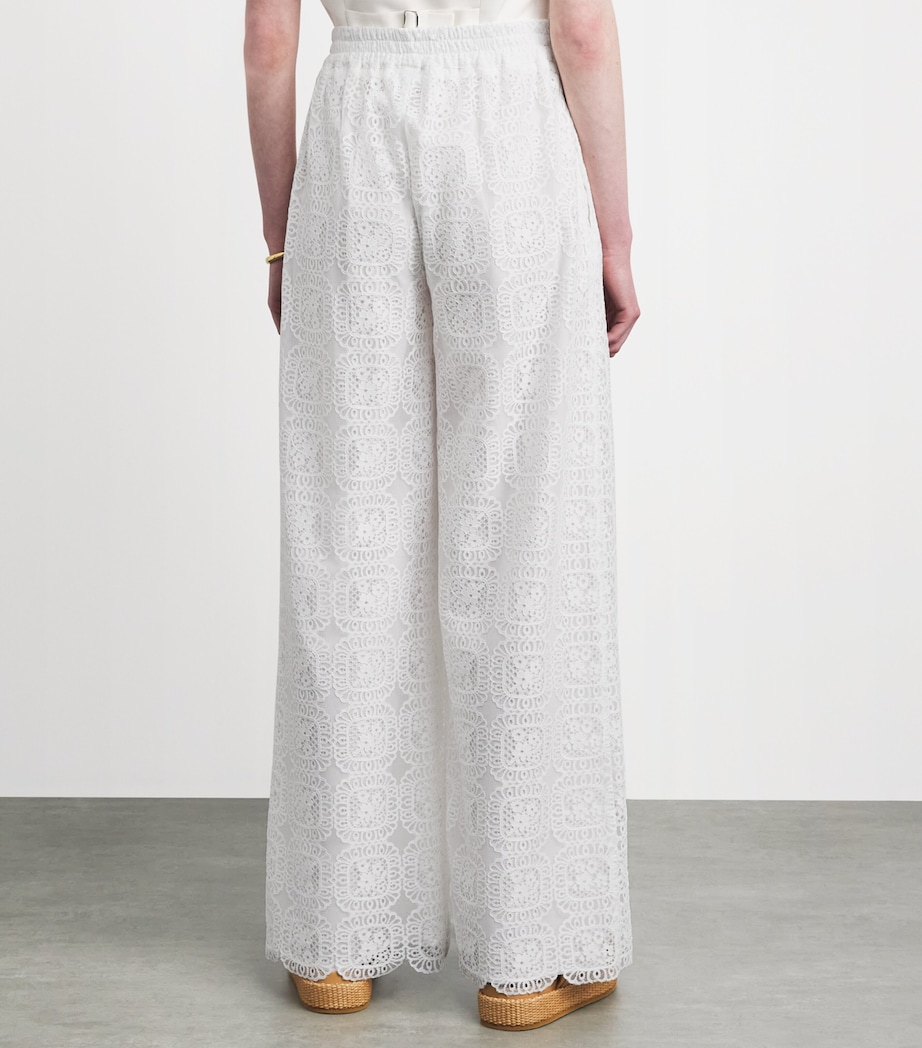 Claudie Pierlot Womens Lace Wide-Leg Trousers White Image 5