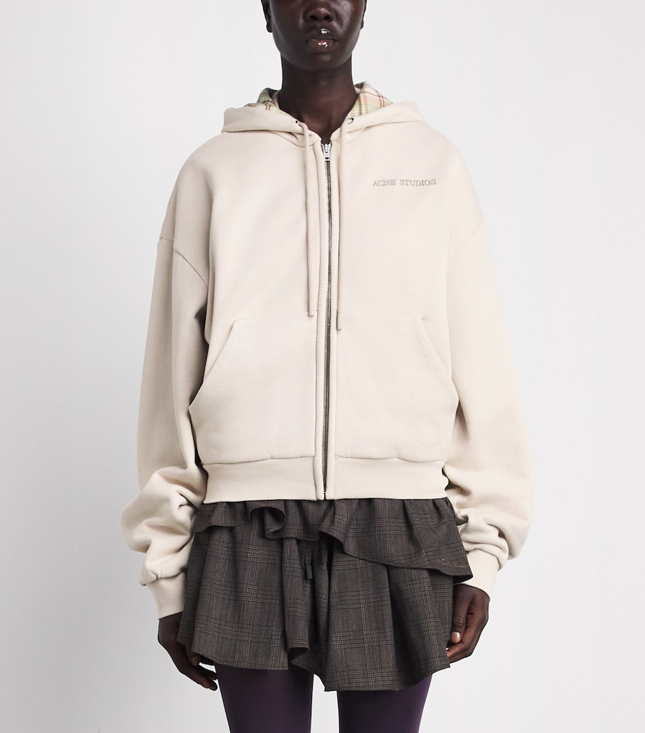 Acne Studios Womens Cotton Logo Hoodie Pebble Beige Image 4