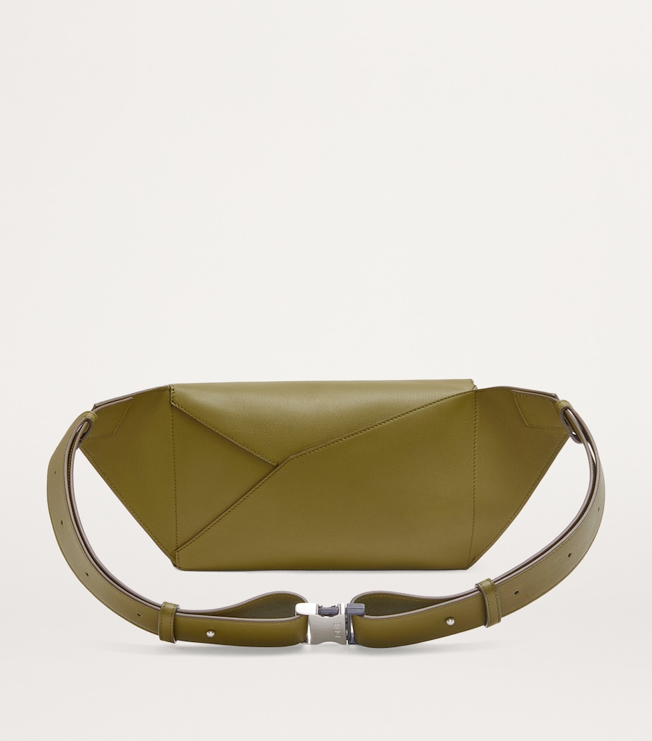 Small Leather Puzzle Edge Belt Bag OLIVE Image 3