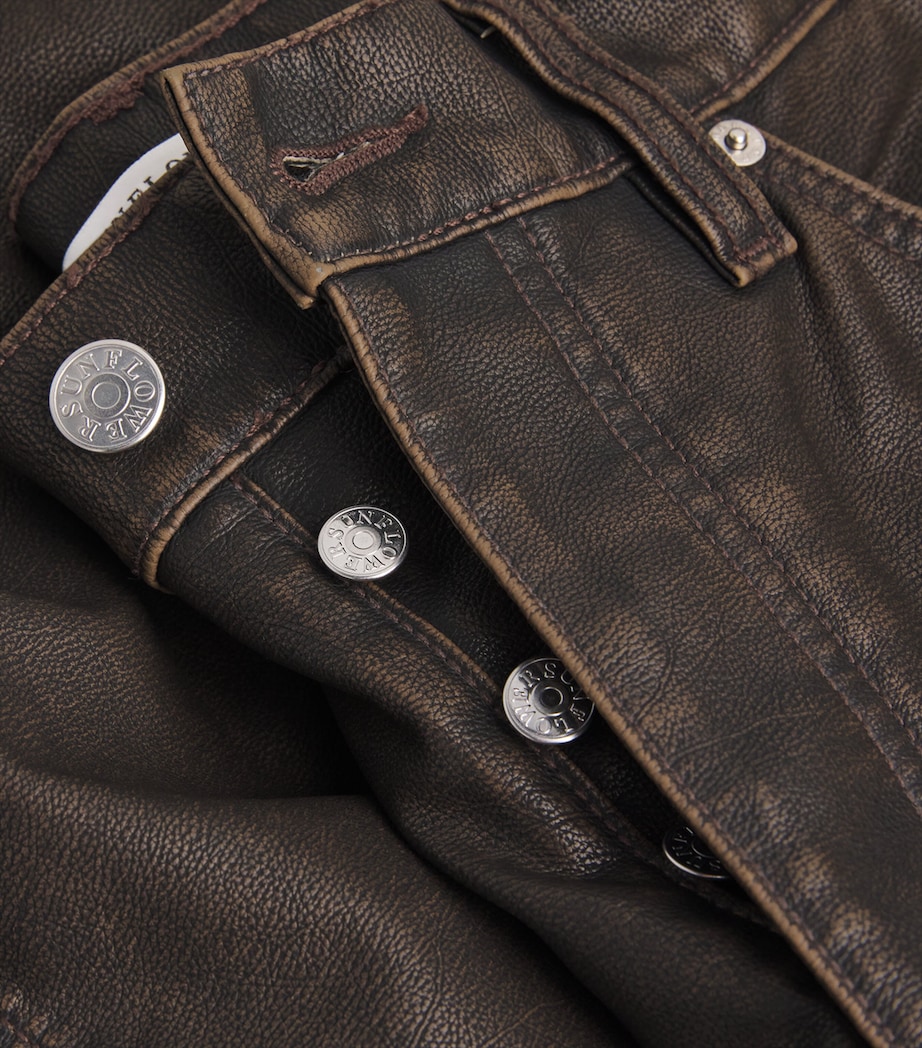 Coated Leather Straight Jeans VINTAGE BROWN 170 Image 5