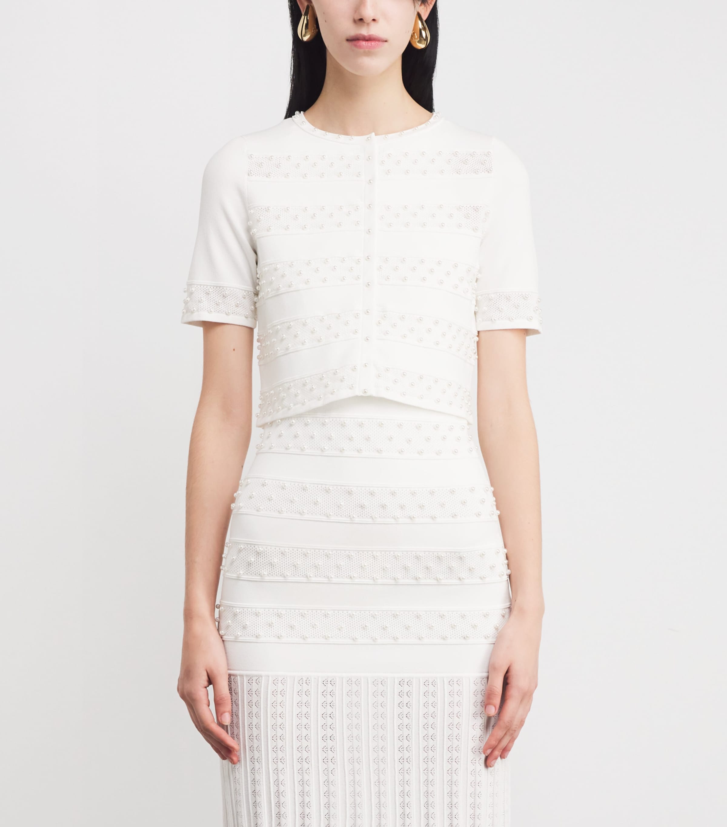 Cropped Beaded Cardigan ECRU Image 3