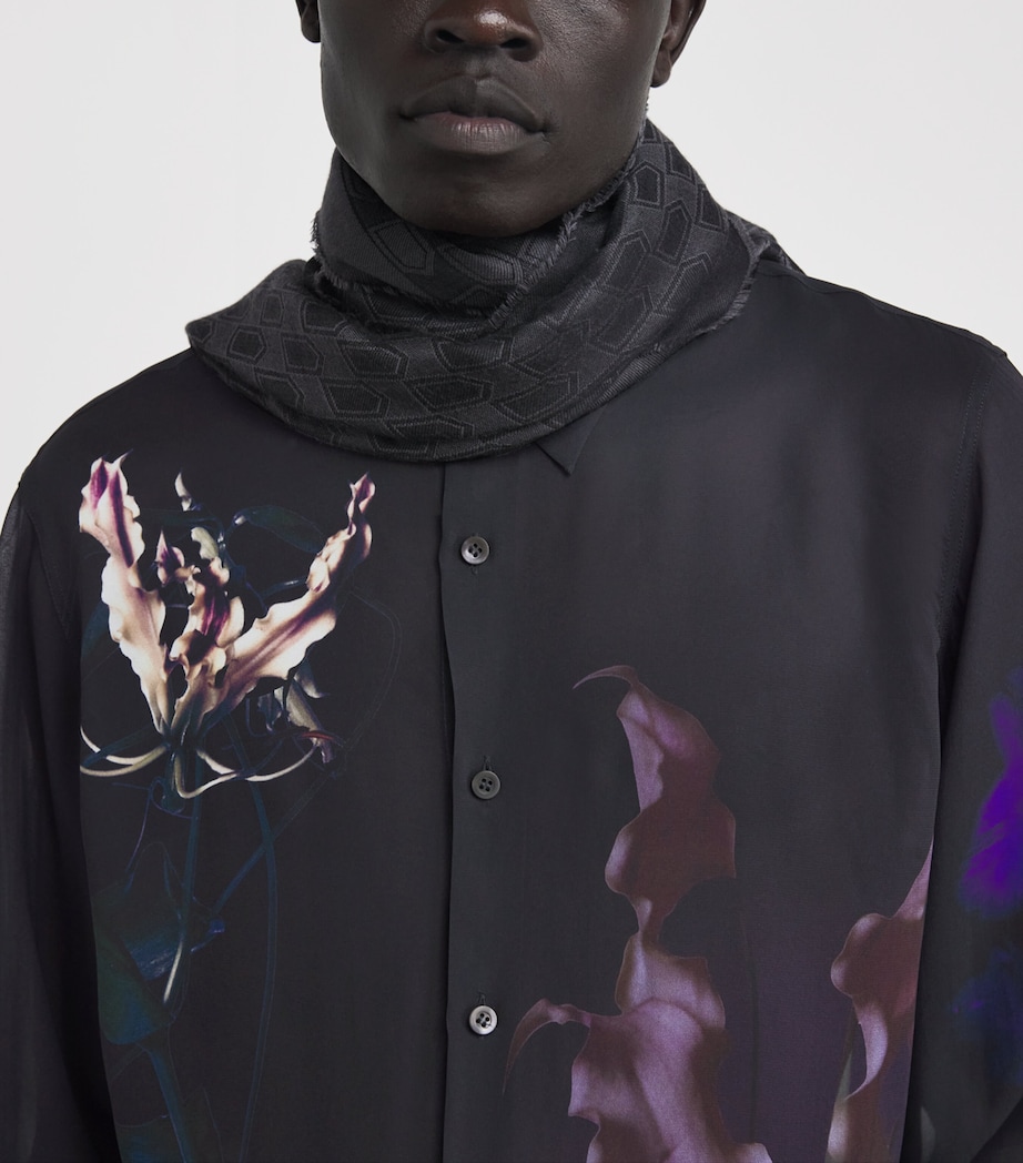 Viscose Floral Print Shirt BLACK Image 6