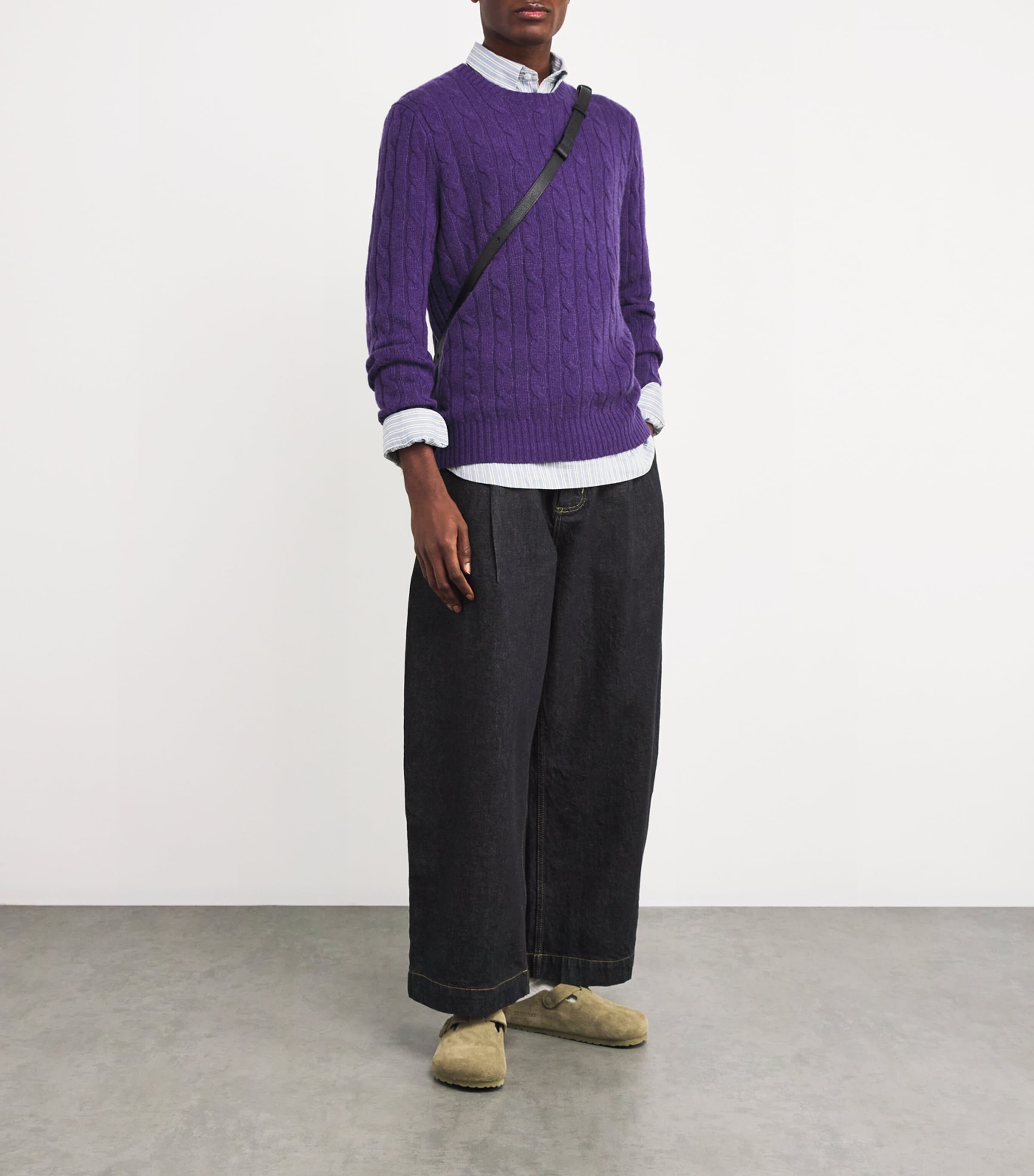 Polo Ralph Lauren Mens Cashmere Cable-Knit Sweater Purple Image 2