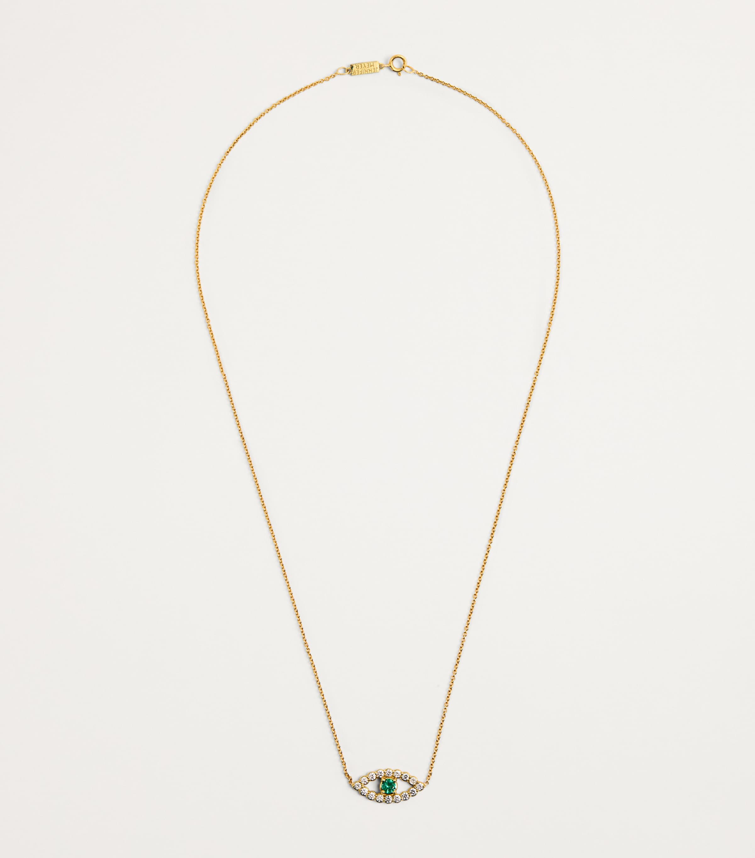 Yellow Gold, Diamond and Emerald Edith Evil Eye Necklace YELLOW GOLD Image 3
