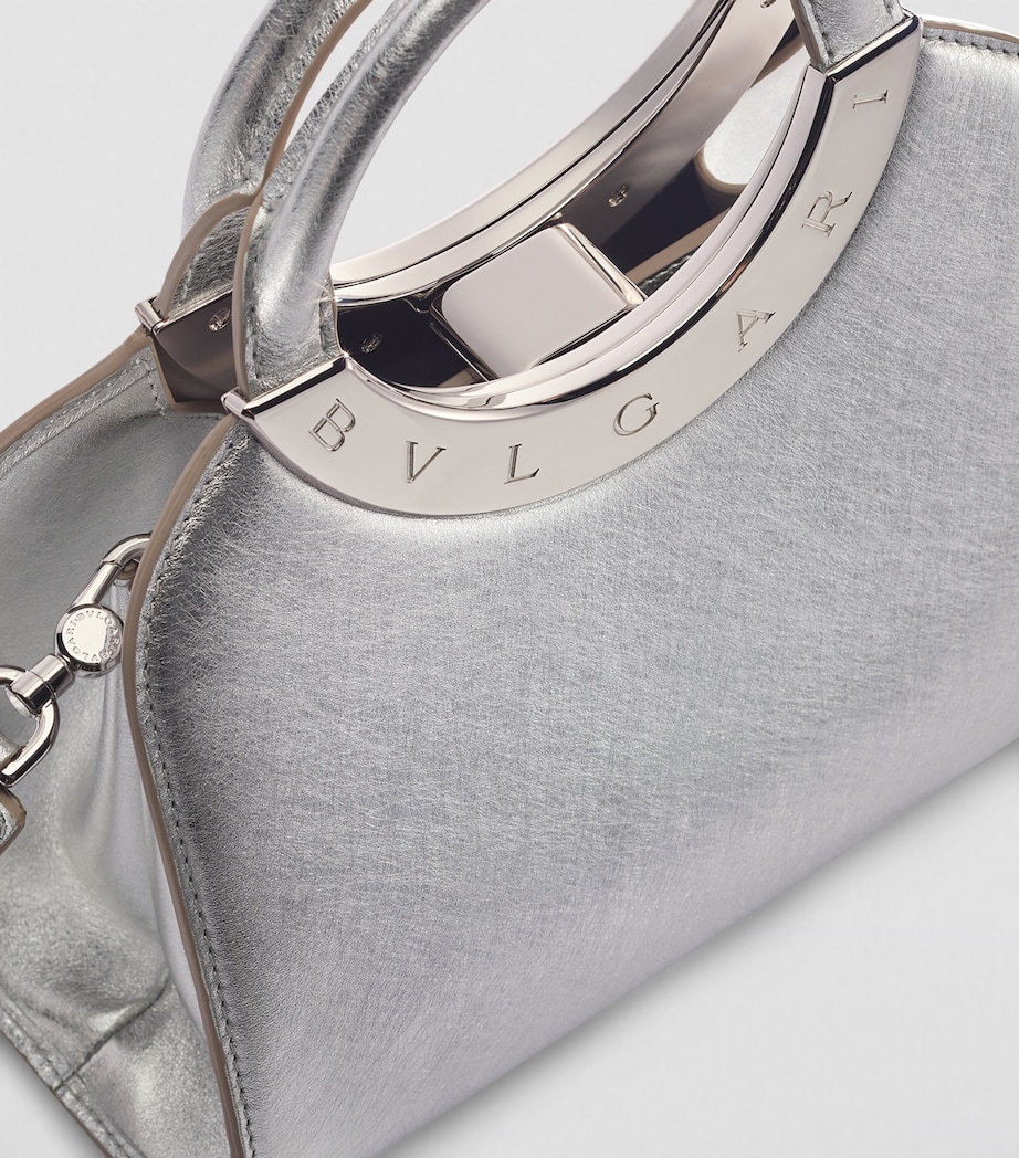 Small Leather Roma Top-Handle Bag SILVER Image 4