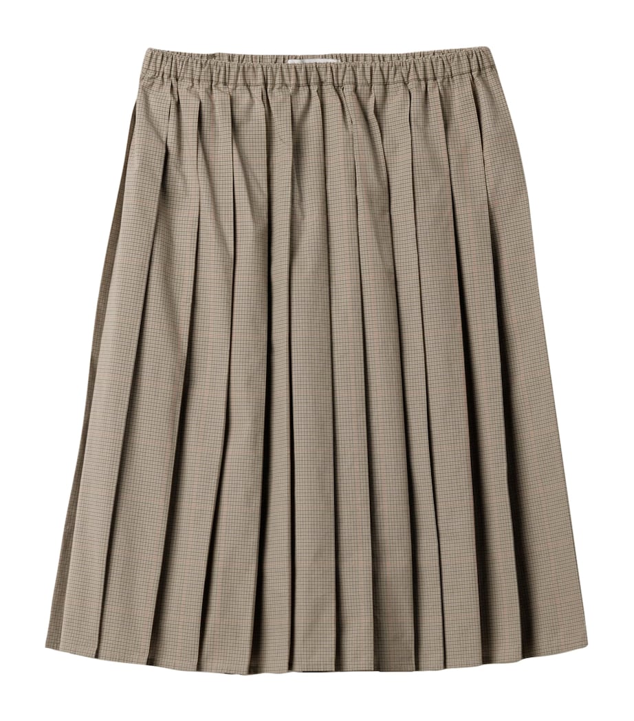 Cotton-Blend Pleated Midi Skirt F0393 Image 1