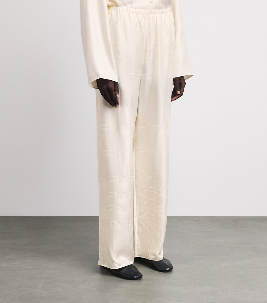 Toteme Womens Silk Monogram Trousers Cream Image 4