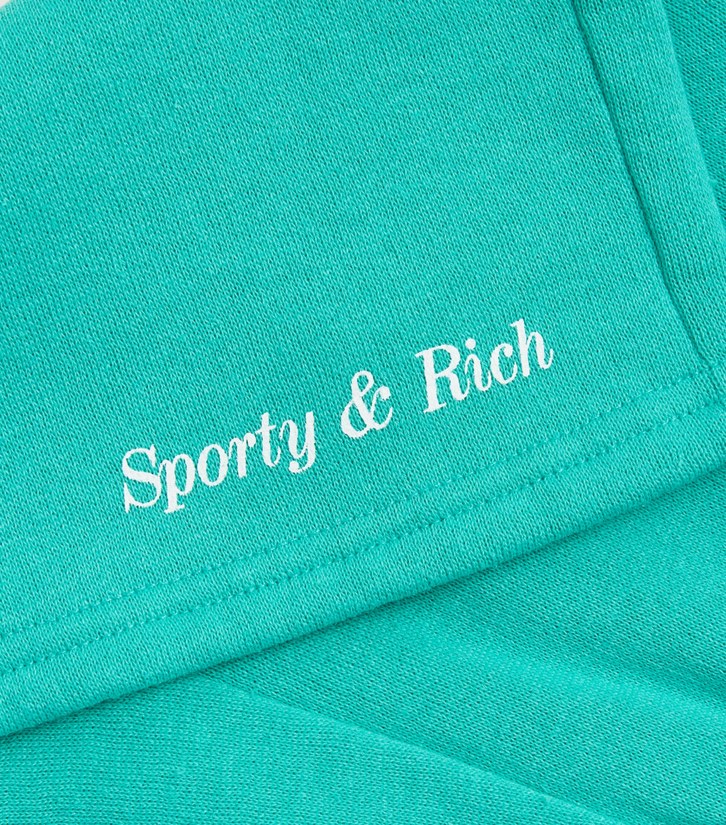 SPORTY & RICH KIDS Cotton Logo Sweatshorts (2-14 Years) Amalfi Green/white Image 3