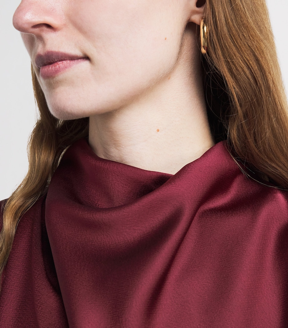 Satin Draped Maxi Dress DEEP RUBY RED Image 6