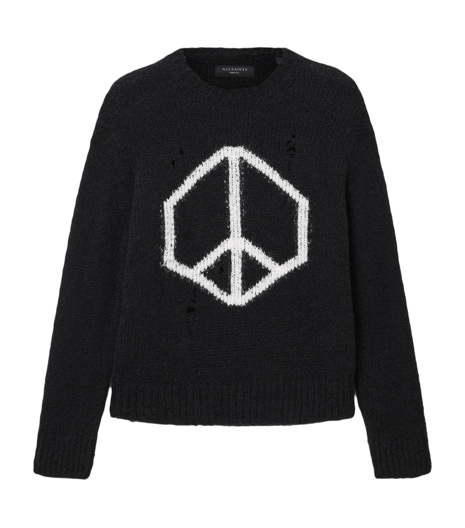 Distressed Message Sweater BLACK Image 1