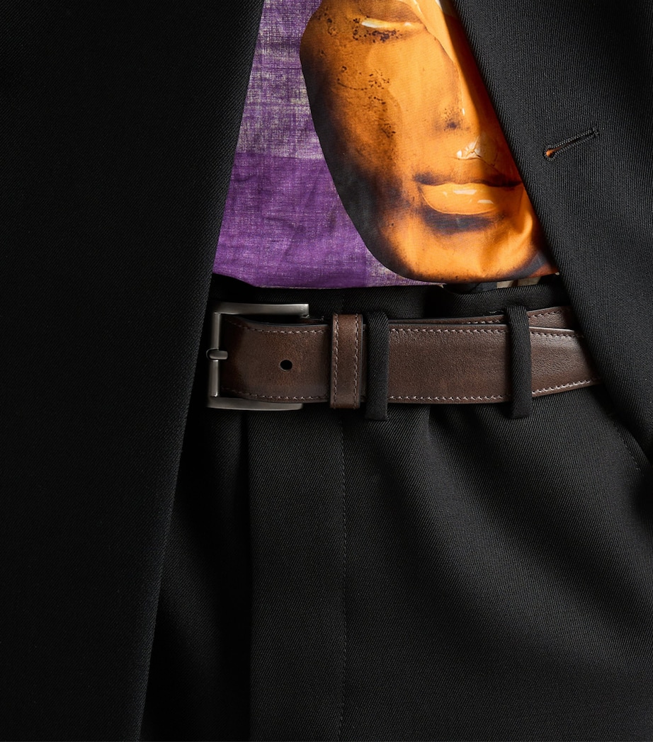 Prada Leather Square-Buckle Belt Brown Image 2