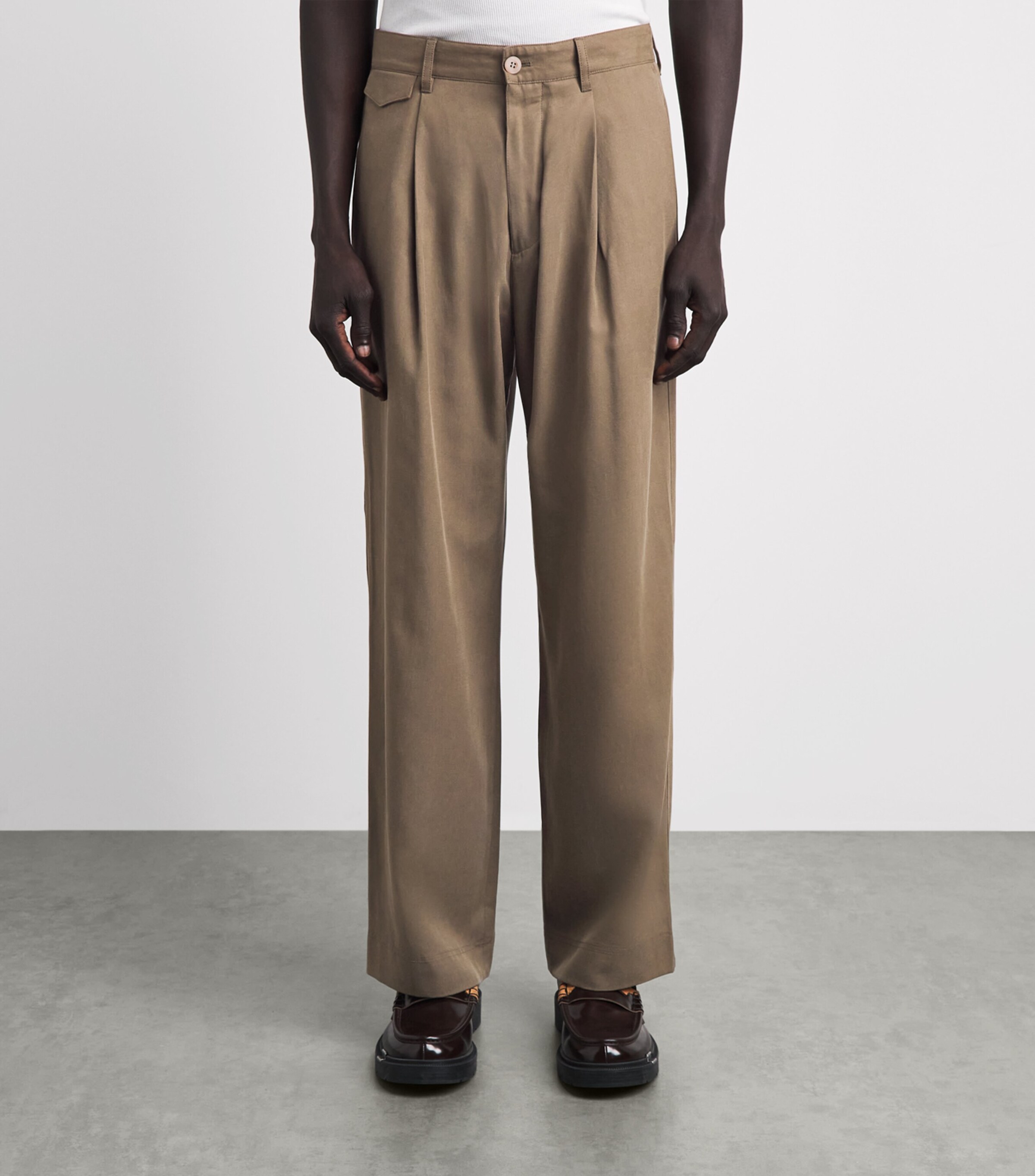 Paul Smith Mens Relaxed Pleated Trousers Green Image 4