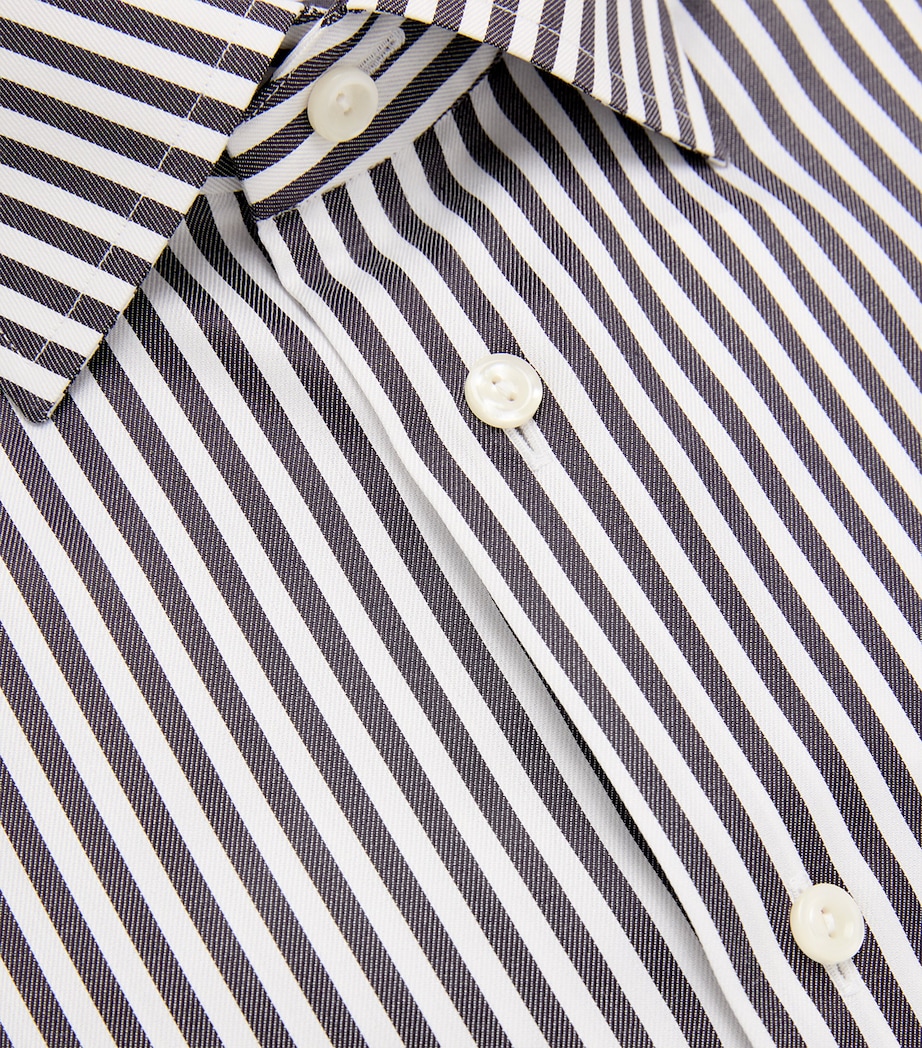 Organic Cotton Twill Bengal Stripe Shirt DARK GREY Image 5
