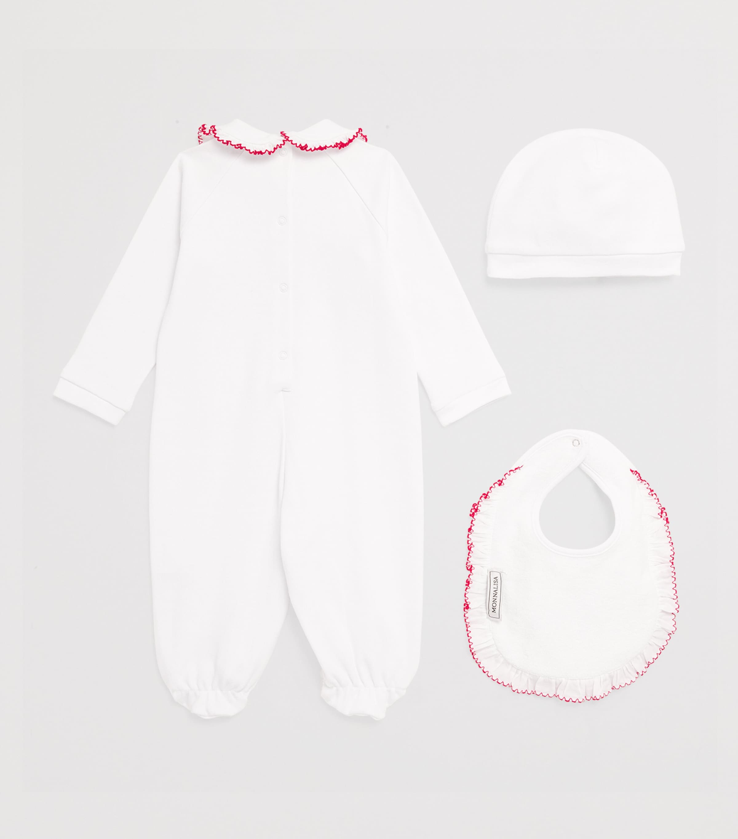 Monnalisa Printed All-In-One, Bib and Hat Set (1-9 Months) Optical White Image 2